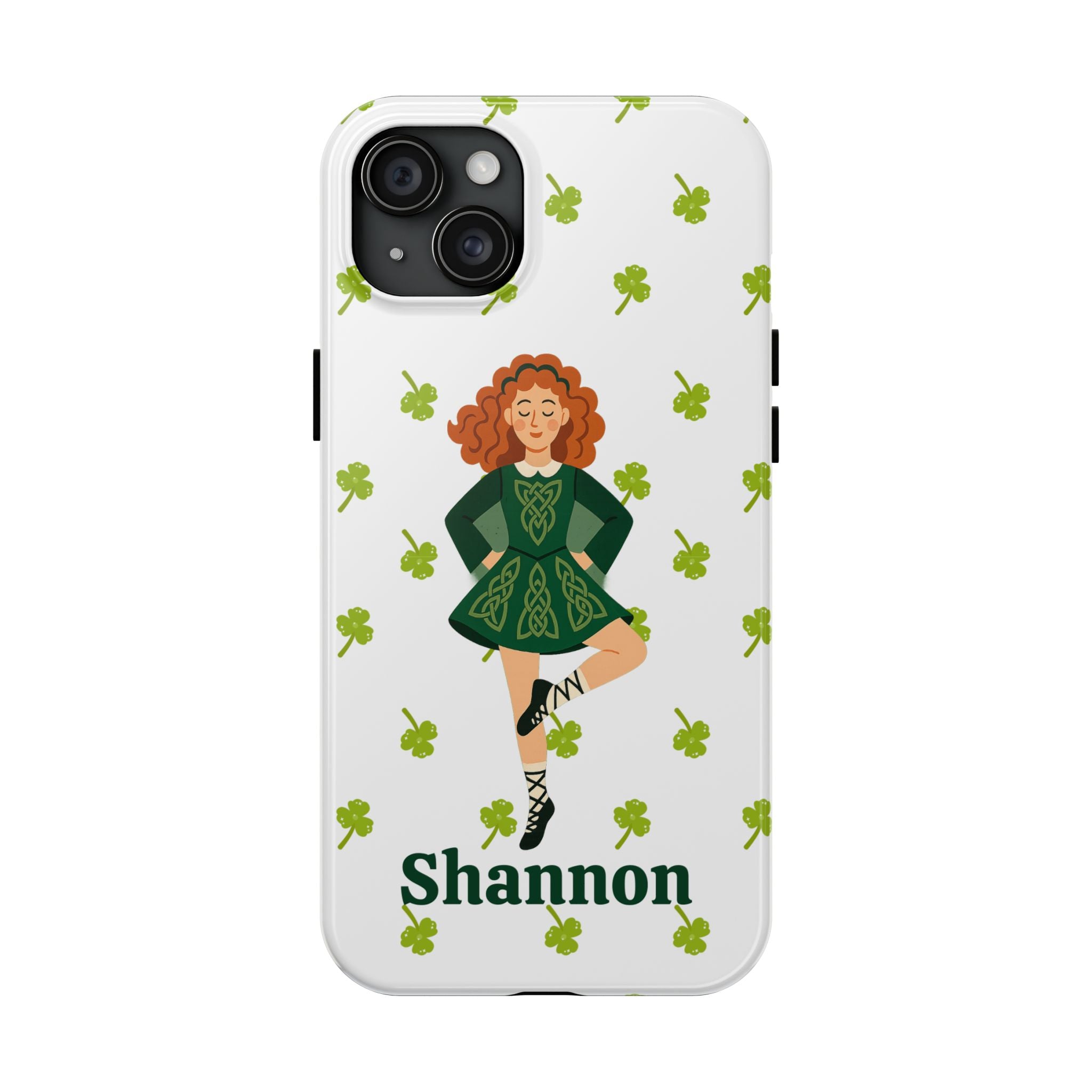 Custom Irish Dance Phone Case, Personalized with Dancer Name, Shamrock Design, Tough iPhone Cover, St. Patrick's Day Gift, Unique Dance Gift