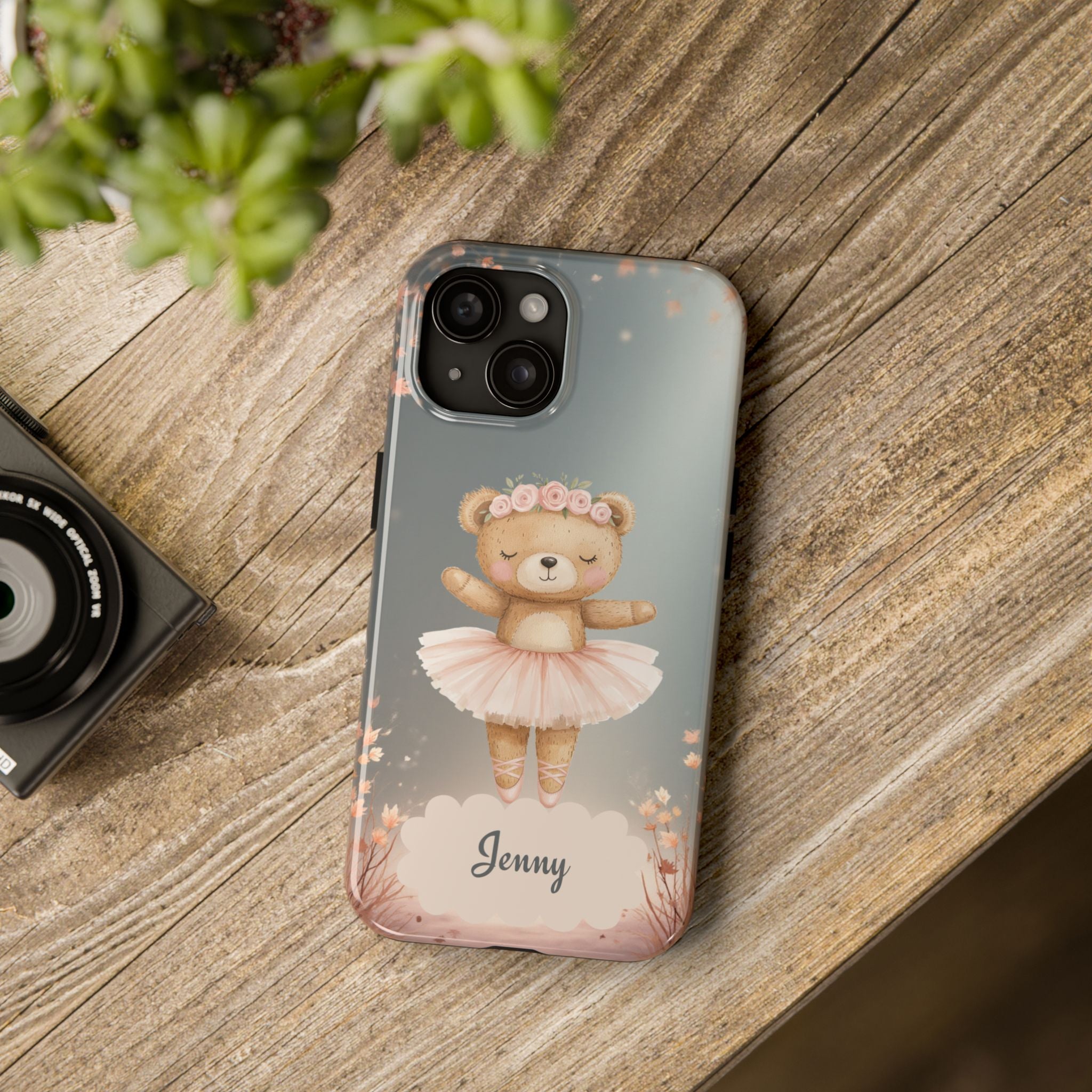 Ballerina Bear Phone Case, Personalized iPhone Samsung Cover, Adorable Kids Gift, Custom Protective Case, Ballet Themed Design, Tough Shell