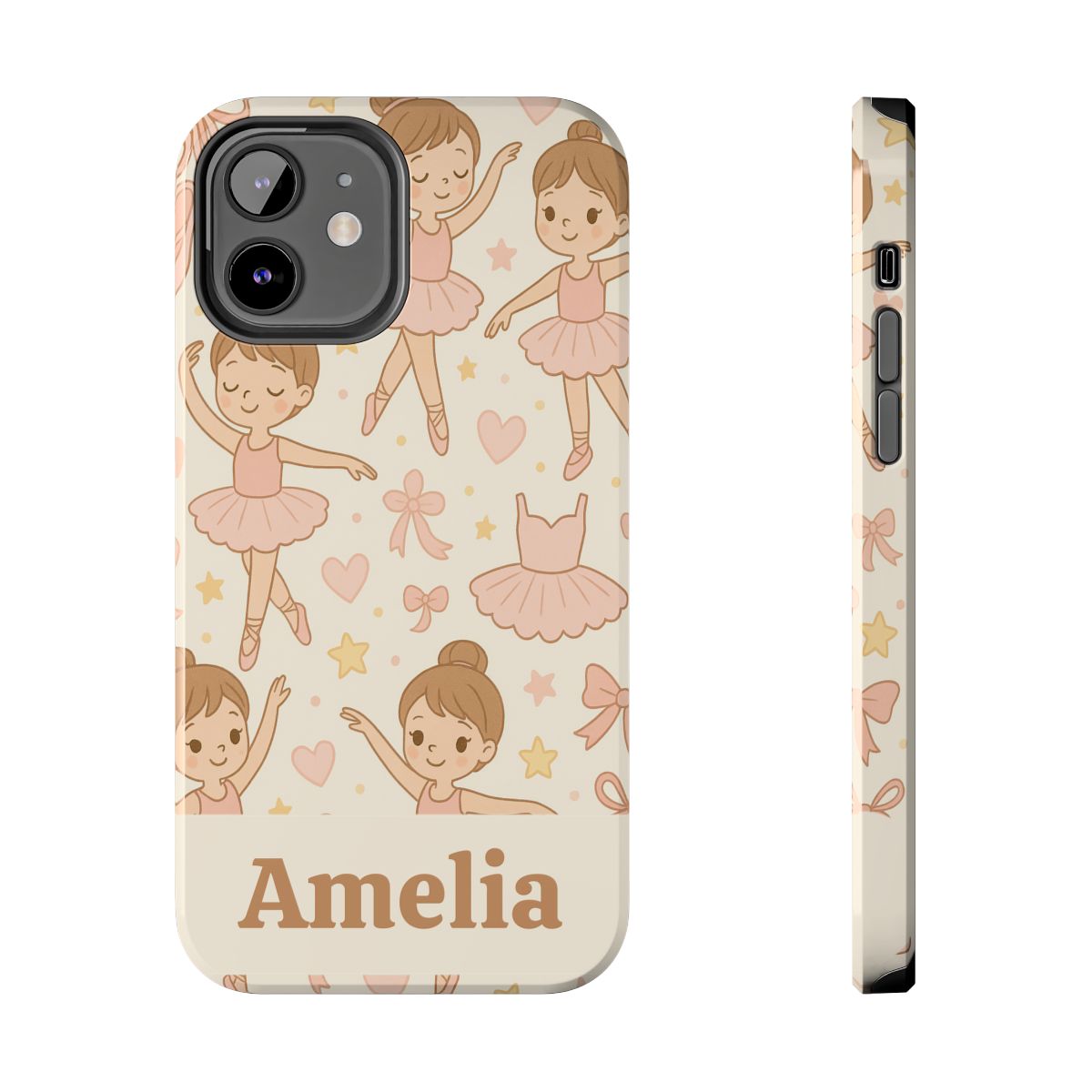 Personalized Ballerina Phone Case, Young Dancer Gift, Ballet Dancer Design, Custom Name iPhone Cover, Kids Gift Idea, Shockproof Protection