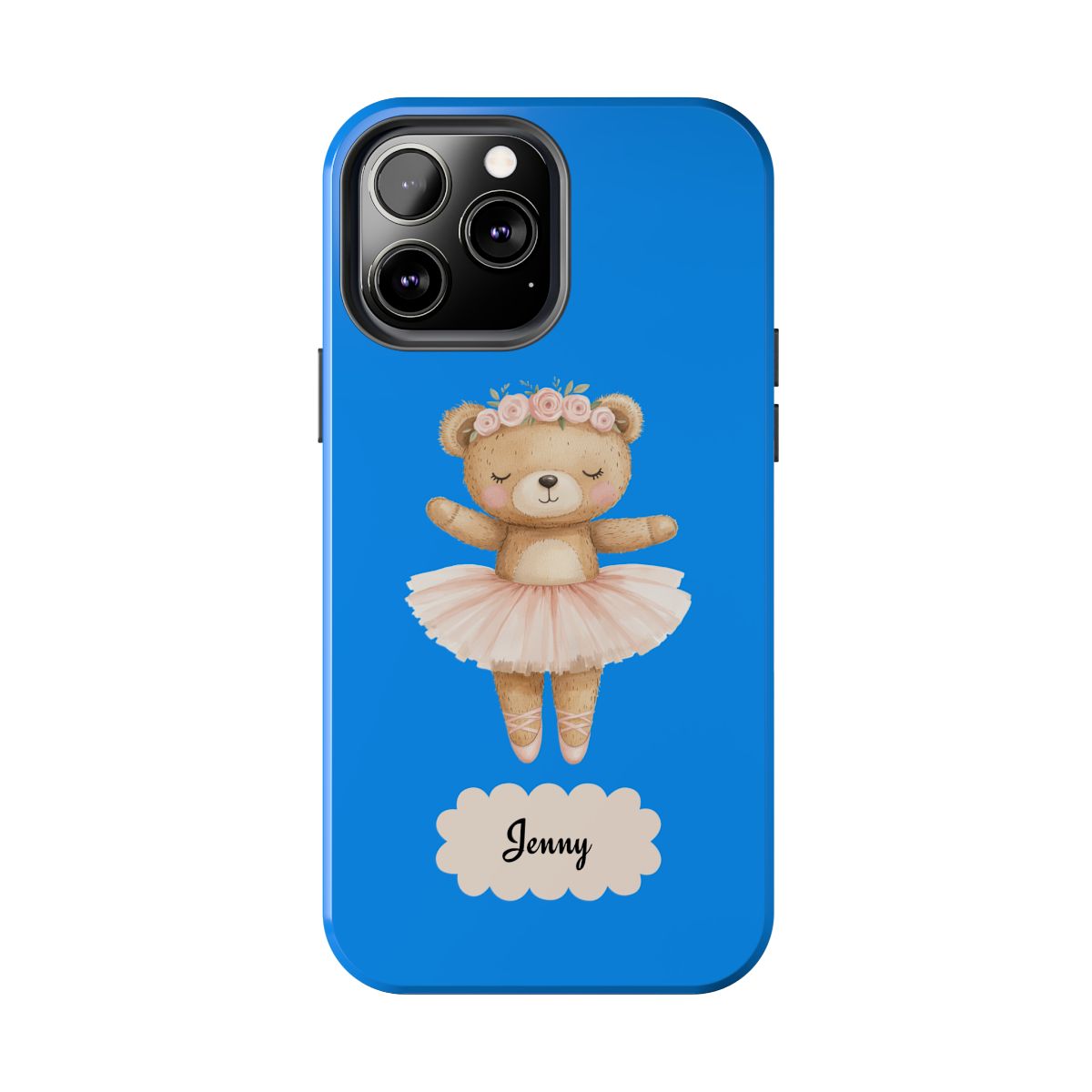Personalized Ballerina Phone Case, Dancing Teddy Bear Design, Little Girls Phone Case, Impact Resistant Cover, Tough Phone Case