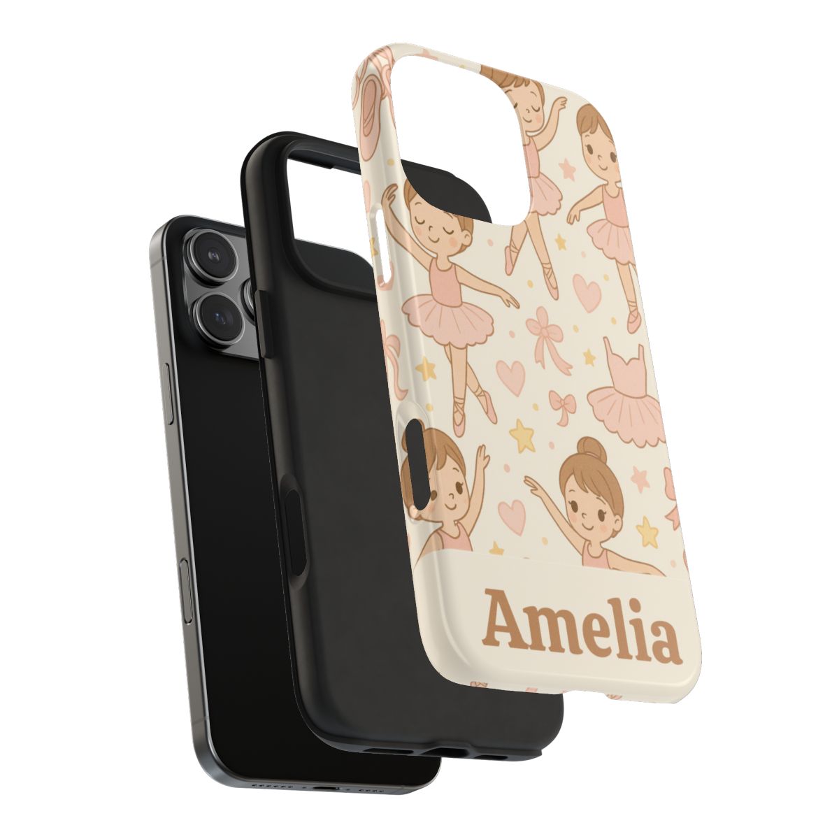 Personalized Ballerina Phone Case, Young Dancer Gift, Ballet Dancer Design, Custom Name iPhone Cover, Kids Gift Idea, Shockproof Protection