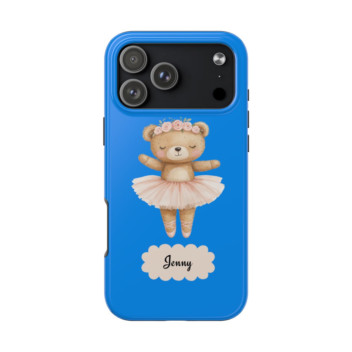 Personalized Ballerina Phone Case, Dancing Teddy Bear Design, Little Girls Phone Case, Impact Resistant Cover, Tough Phone Case