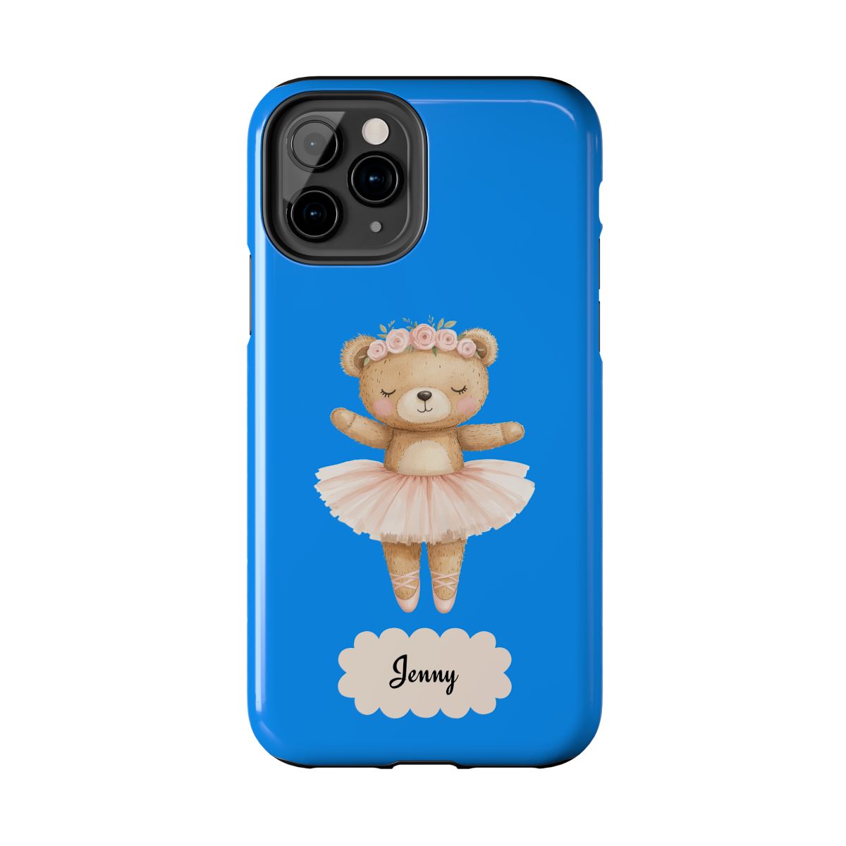 Personalized Ballerina Phone Case, Dancing Teddy Bear Design, Little Girls Phone Case, Impact Resistant Cover, Tough Phone Case