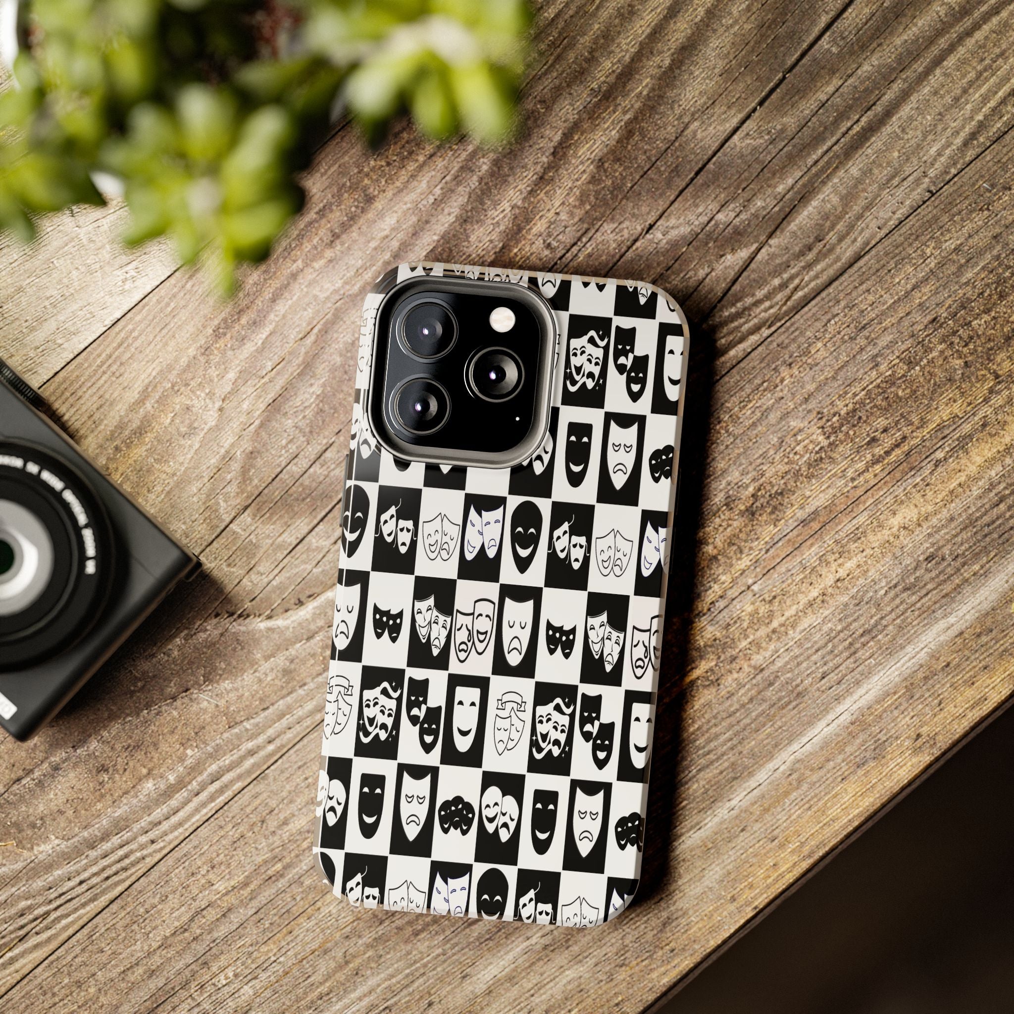 Tough Phone Cases Theatre Mask Phone Case | Drama Lover Gift | Black & White Stage Design | Tough Protective Case | iPhone Samsung Cover