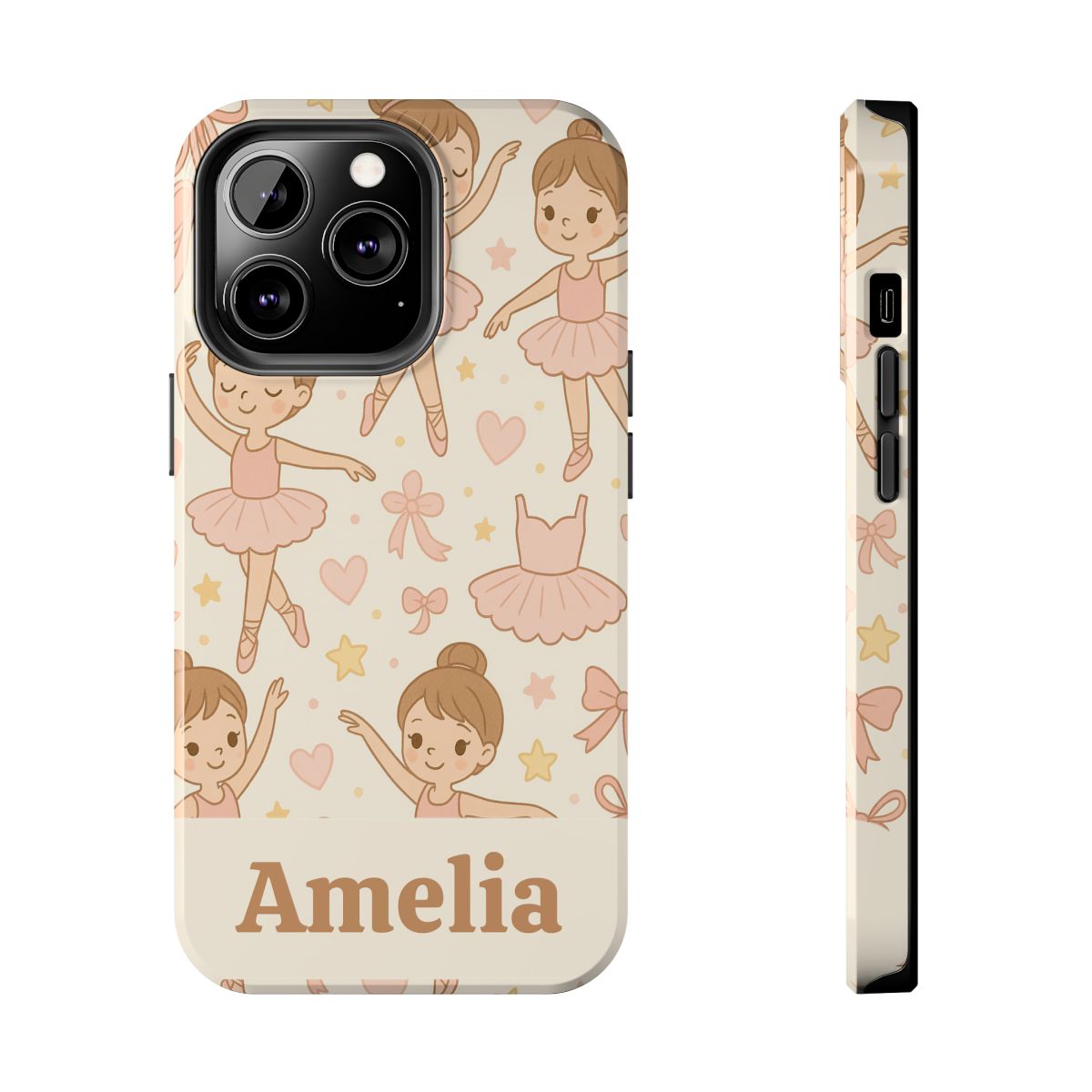 Personalized Ballerina Phone Case, Young Dancer Gift, Ballet Dancer Design, Custom Name iPhone Cover, Kids Gift Idea, Shockproof Protection