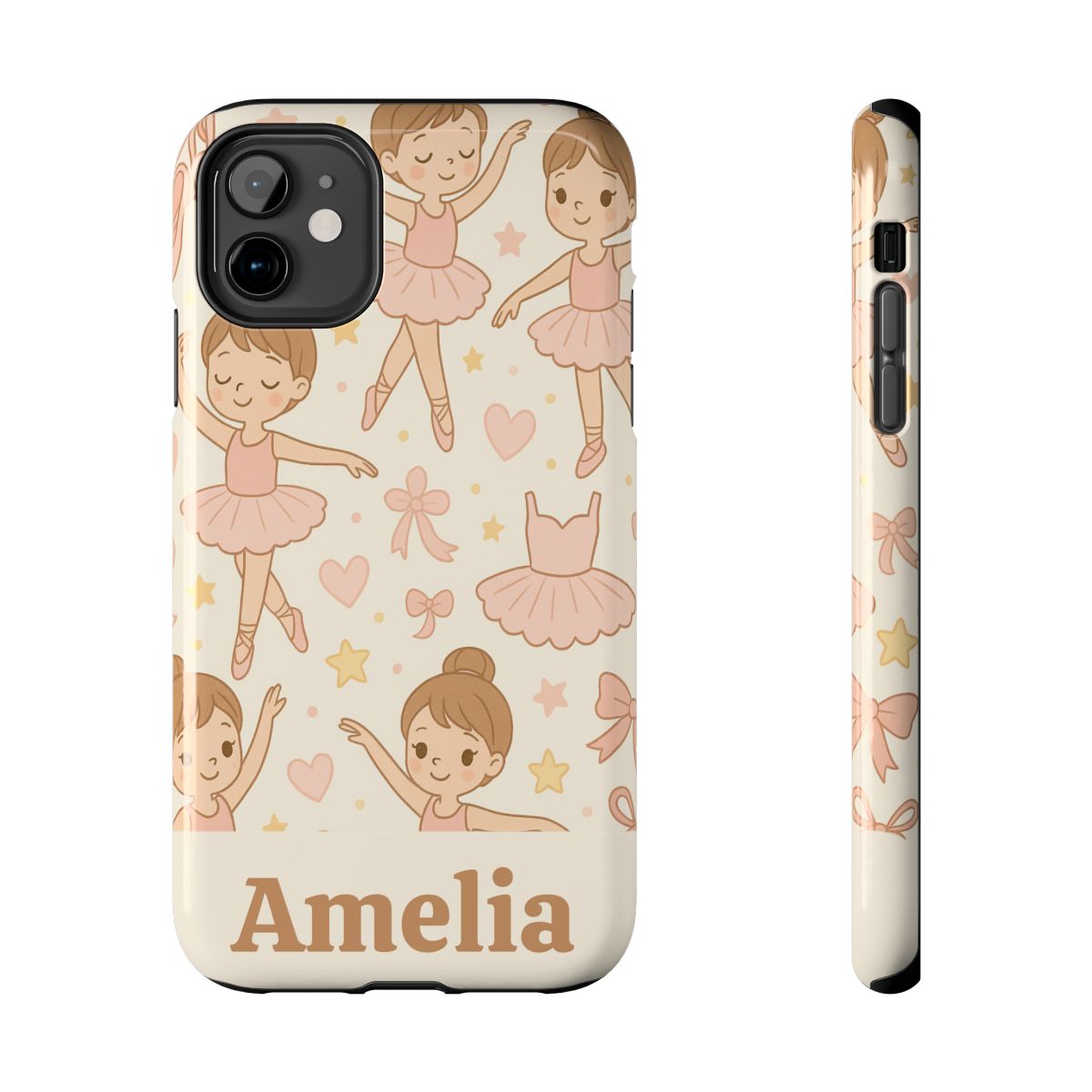 Personalized Ballerina Phone Case, Young Dancer Gift, Ballet Dancer Design, Custom Name iPhone Cover, Kids Gift Idea, Shockproof Protection