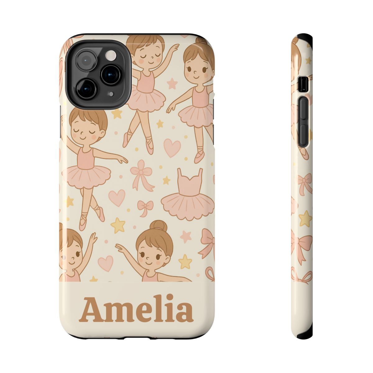 Personalized Ballerina Phone Case, Young Dancer Gift, Ballet Dancer Design, Custom Name iPhone Cover, Kids Gift Idea, Shockproof Protection