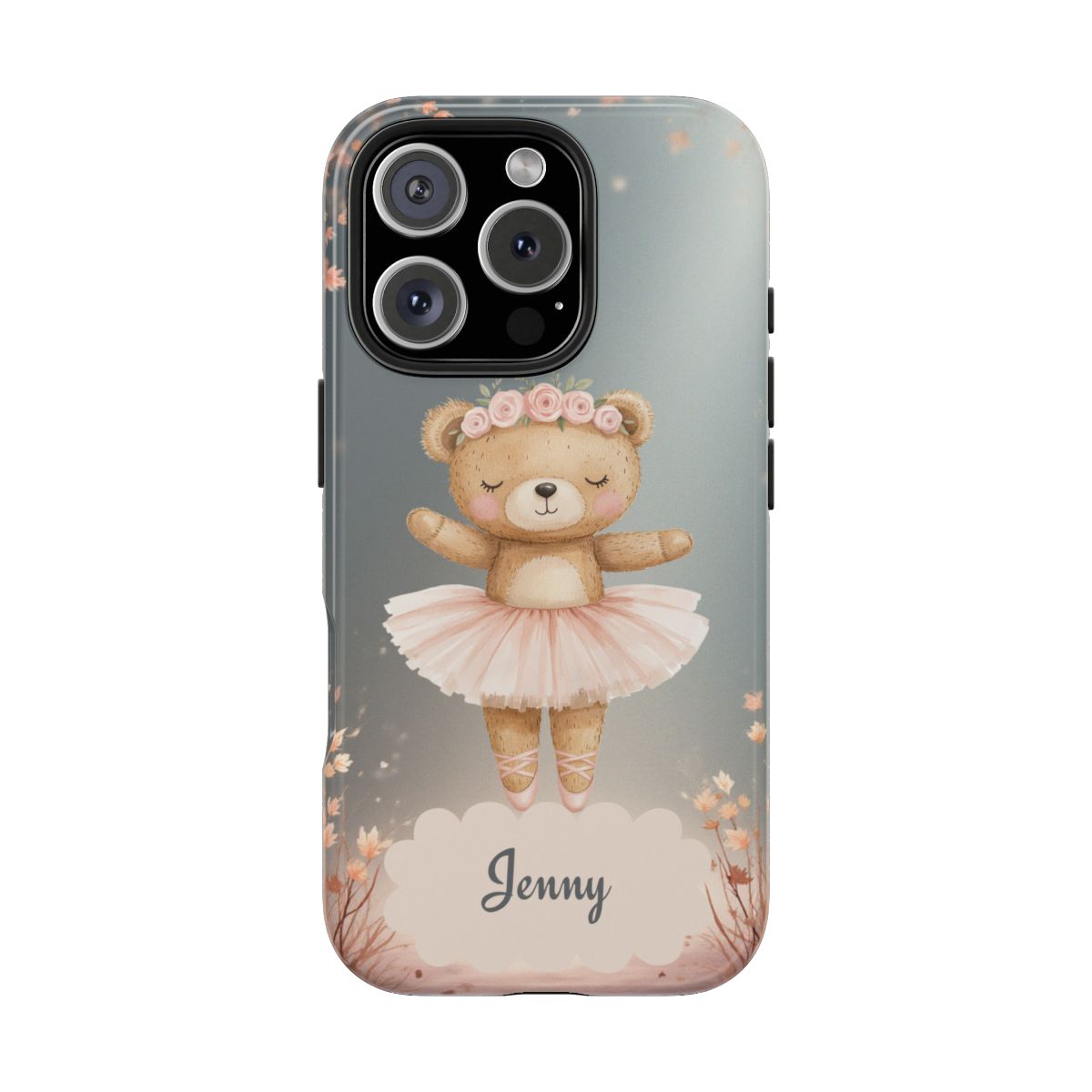 Ballerina Bear Phone Case, Personalized iPhone Samsung Cover, Adorable Kids Gift, Custom Protective Case, Ballet Themed Design, Tough Shell