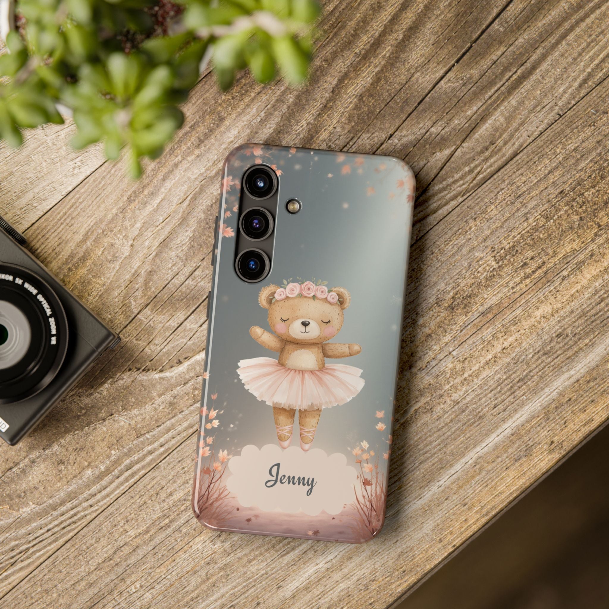 Ballerina Bear Phone Case, Personalized iPhone Samsung Cover, Adorable Kids Gift, Custom Protective Case, Ballet Themed Design, Tough Shell