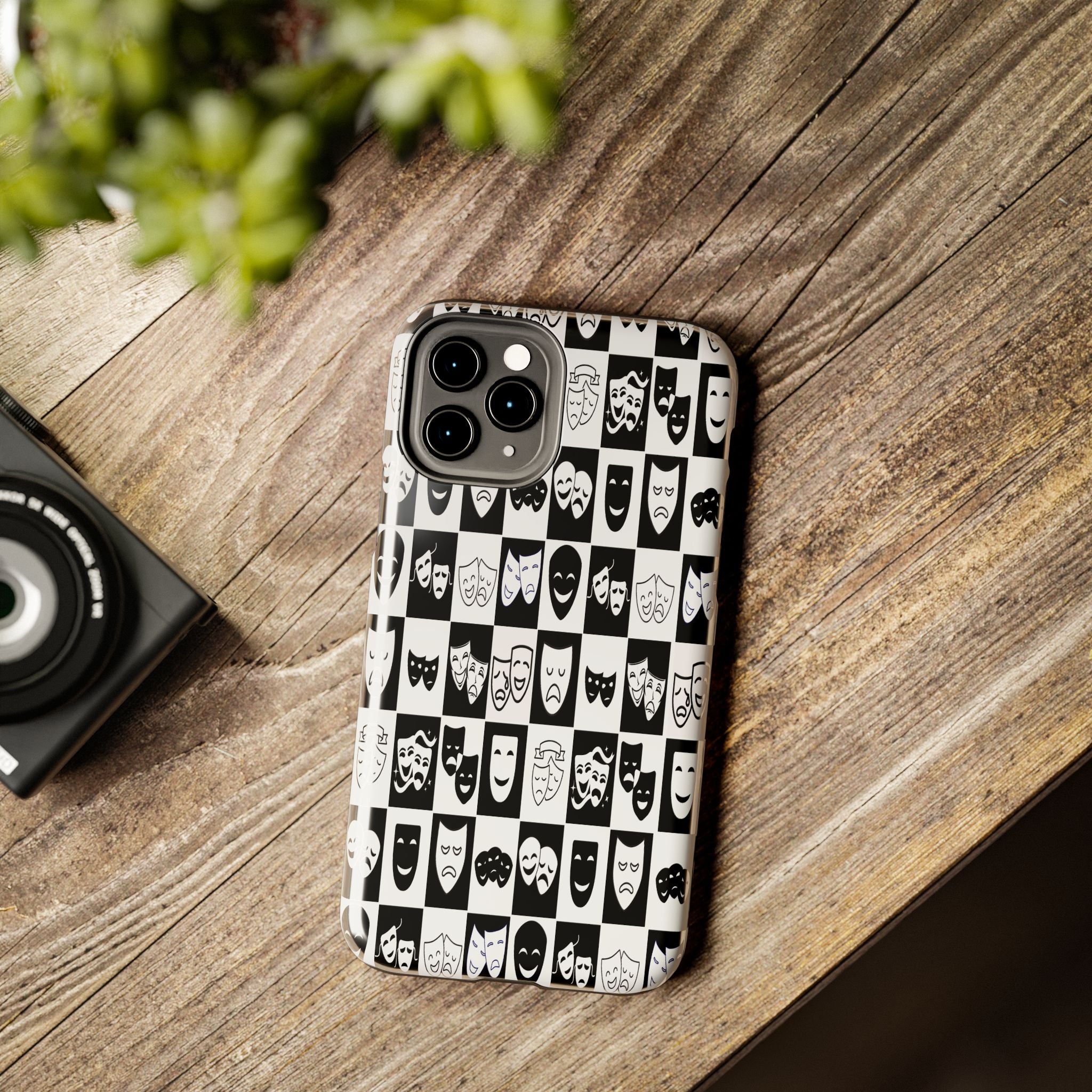 Tough Phone Cases Theatre Mask Phone Case | Drama Lover Gift | Black & White Stage Design | Tough Protective Case | iPhone Samsung Cover