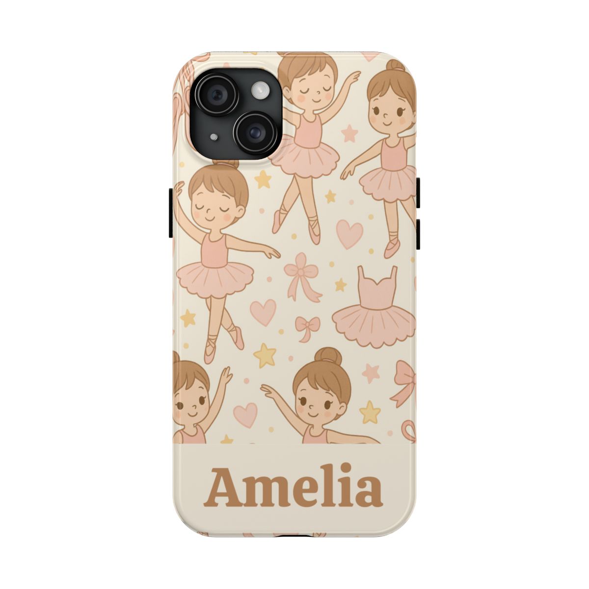 Personalized Ballerina Phone Case, Young Dancer Gift, Ballet Dancer Design, Custom Name iPhone Cover, Kids Gift Idea, Shockproof Protection