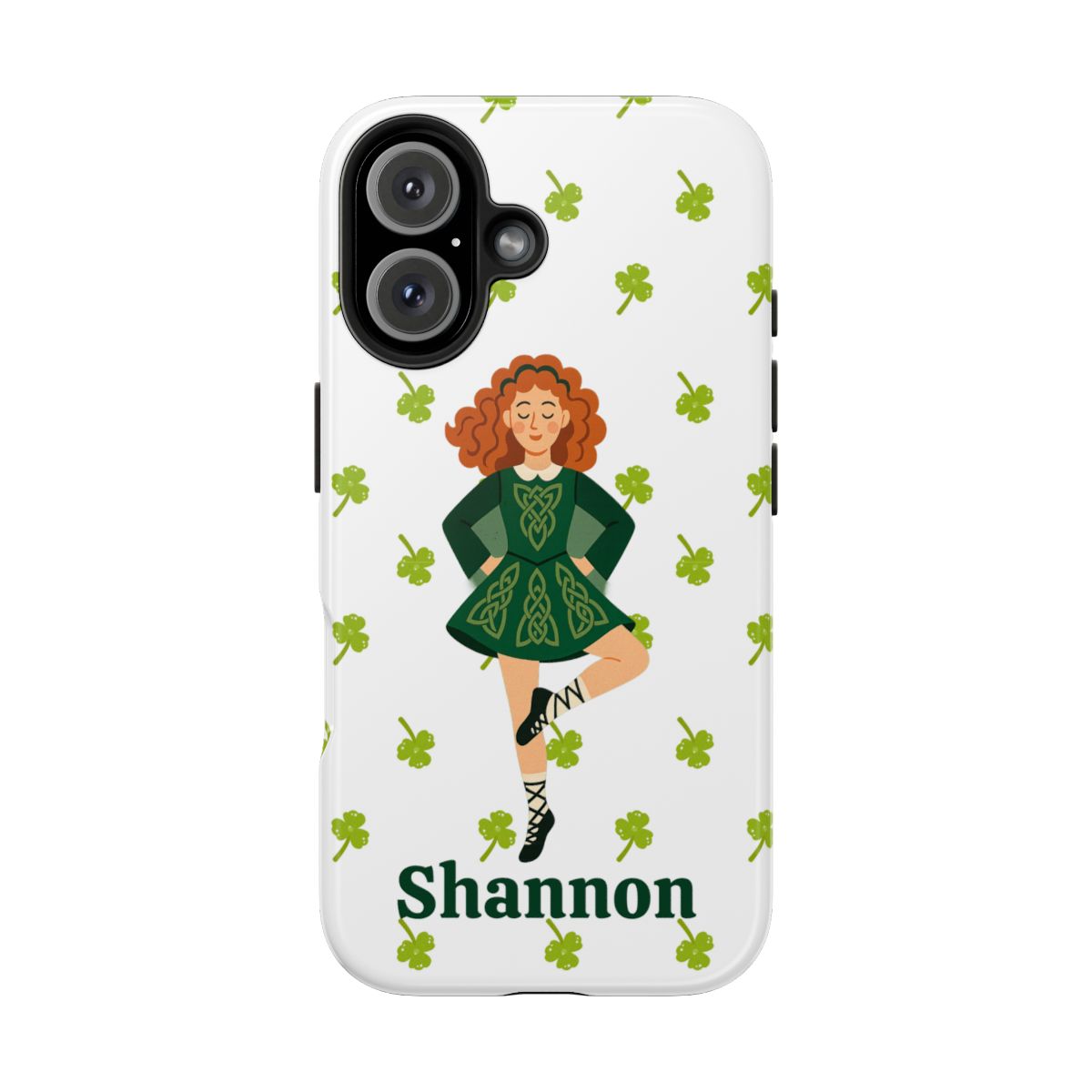 Custom Irish Dance Phone Case, Personalized with Dancer Name, Shamrock Design, Tough iPhone Cover, St. Patrick's Day Gift, Unique Dance Gift
