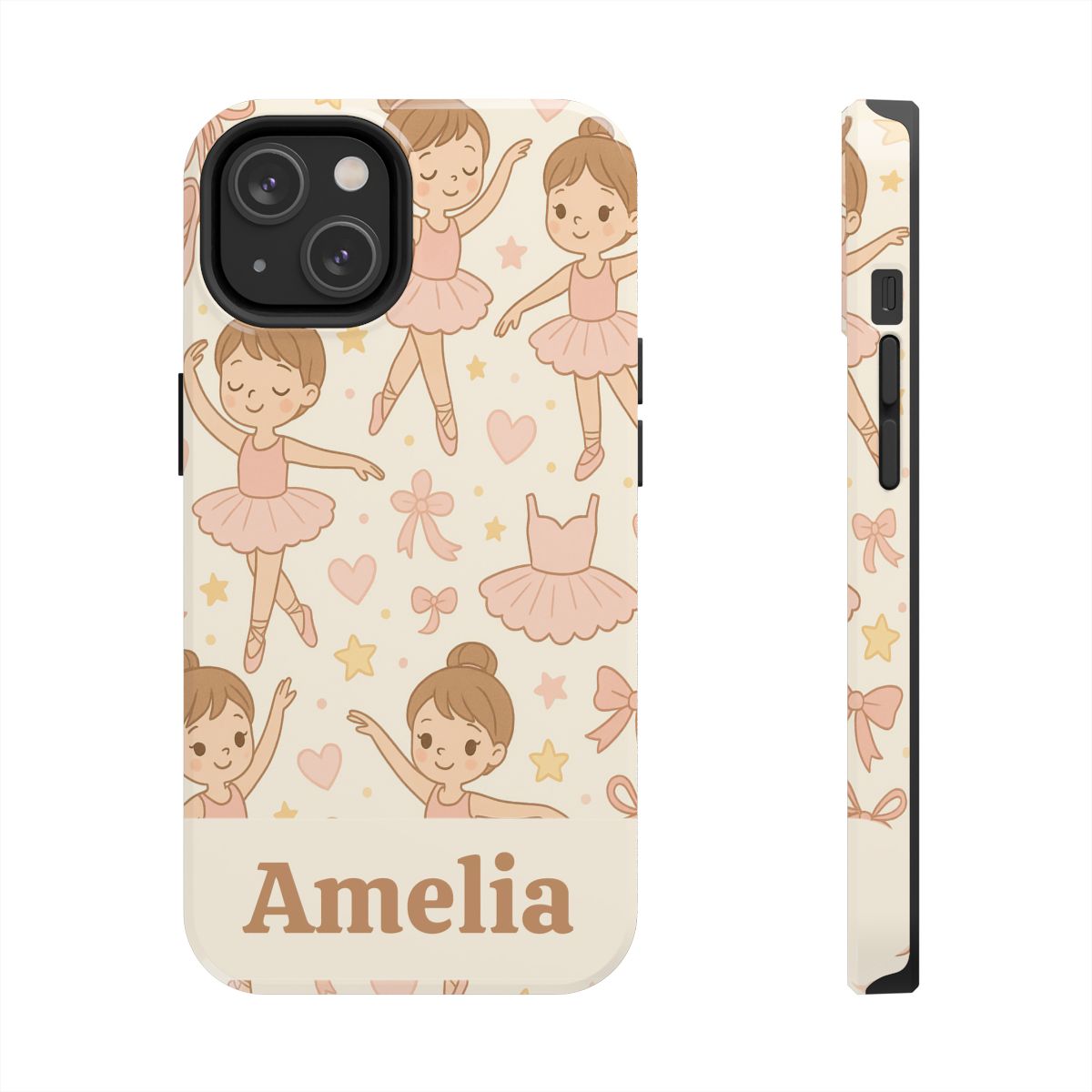 Personalized Ballerina Phone Case, Young Dancer Gift, Ballet Dancer Design, Custom Name iPhone Cover, Kids Gift Idea, Shockproof Protection