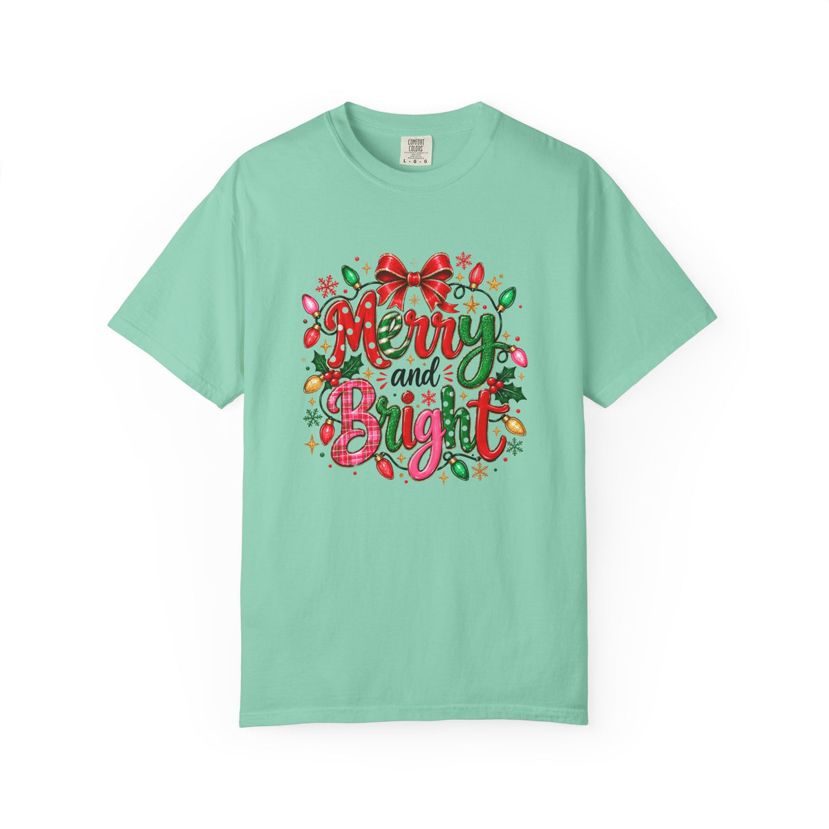 Merry and Bright Christmas T-Shirt, Colorful Holiday Lights Shirt, Festive Christmas Tee, Cute Xmas Graphic Shirt