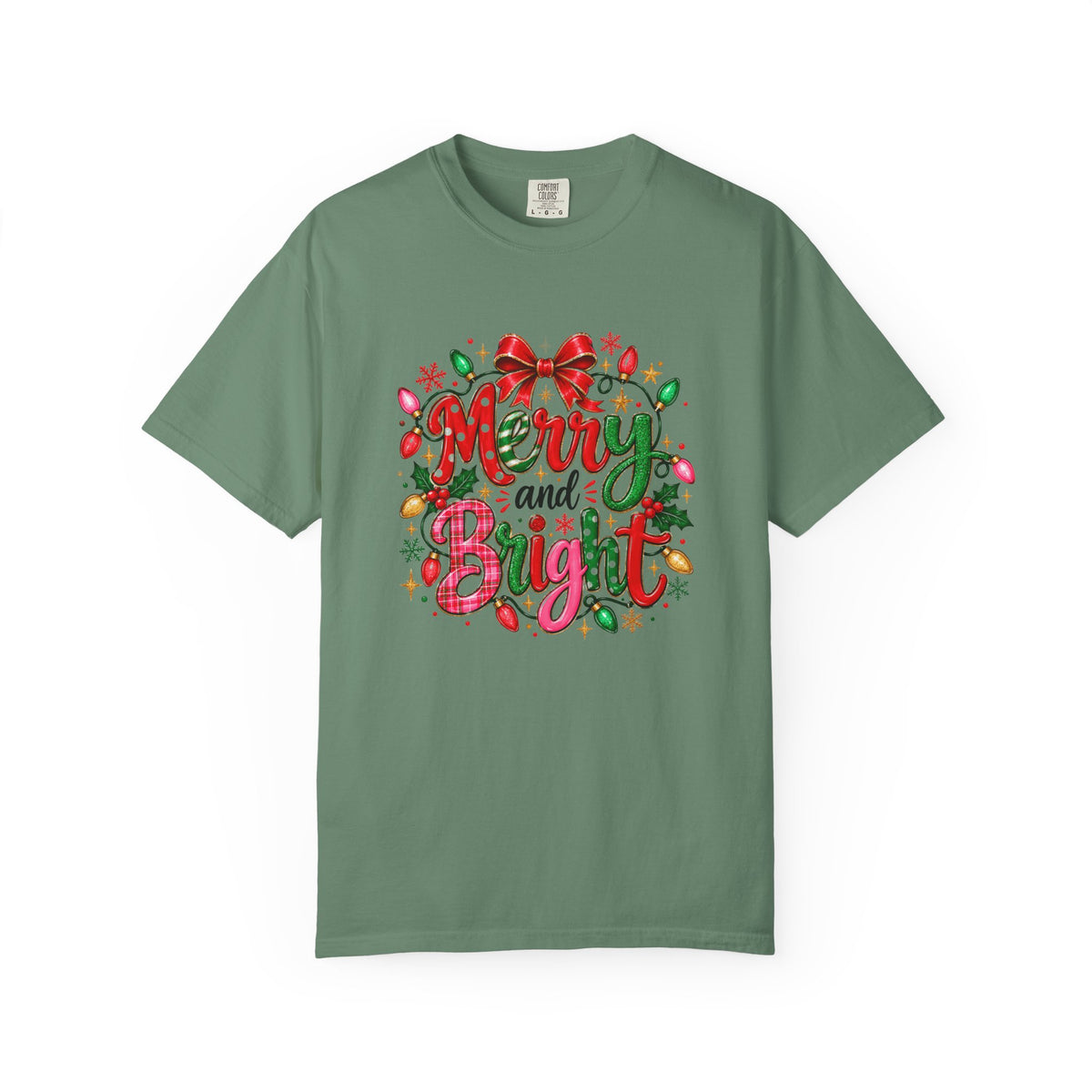 Merry and Bright Christmas T-Shirt, Colorful Holiday Lights Shirt, Festive Christmas Tee, Cute Xmas Graphic Shirt