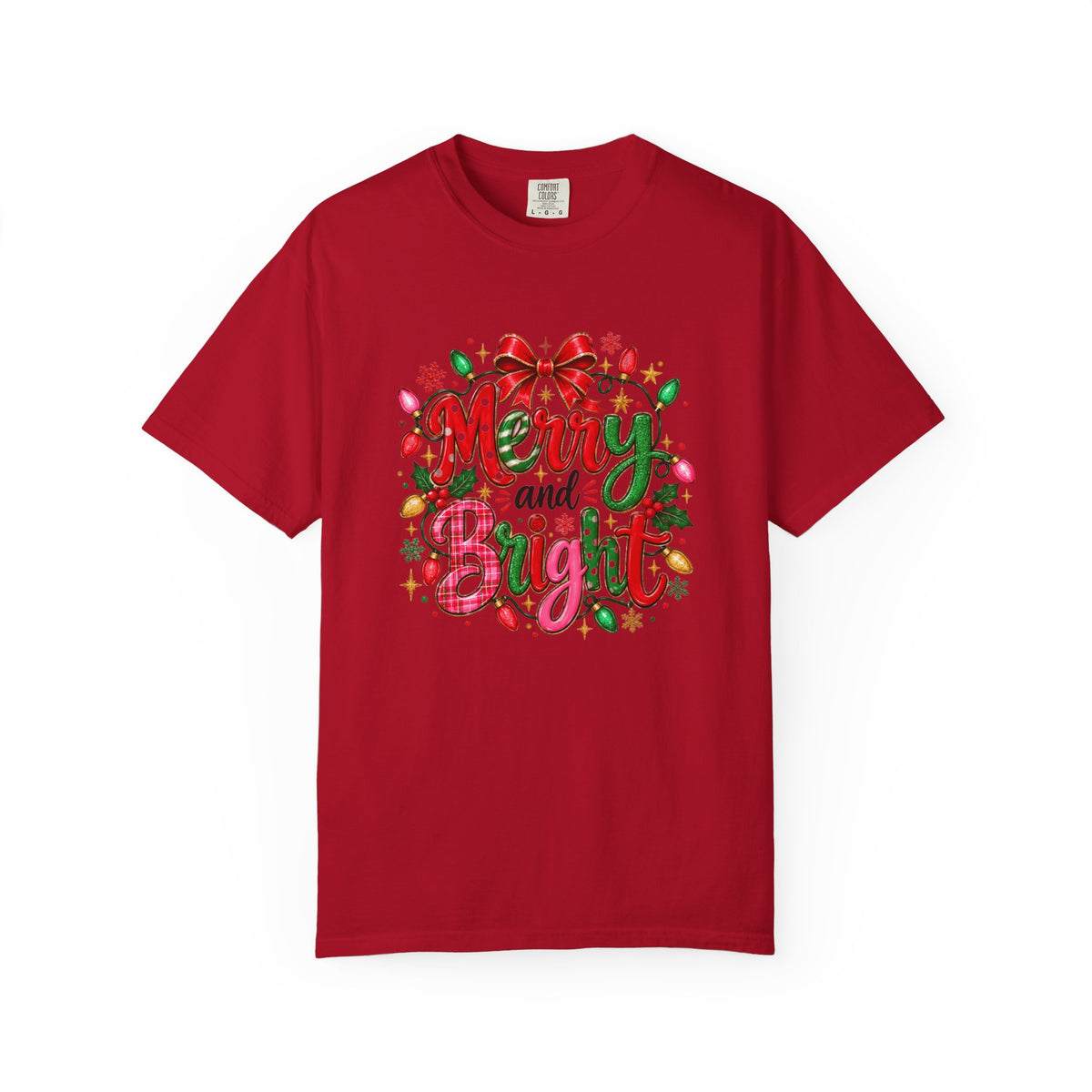 Merry and Bright Christmas T-Shirt, Colorful Holiday Lights Shirt, Festive Christmas Tee, Cute Xmas Graphic Shirt