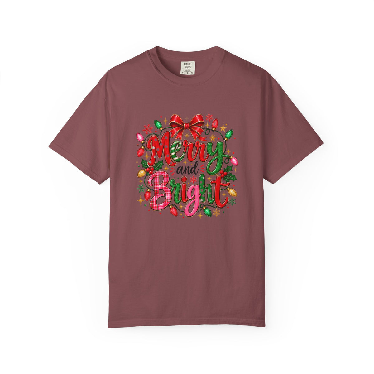 Merry and Bright Christmas T-Shirt, Colorful Holiday Lights Shirt, Festive Christmas Tee, Cute Xmas Graphic Shirt