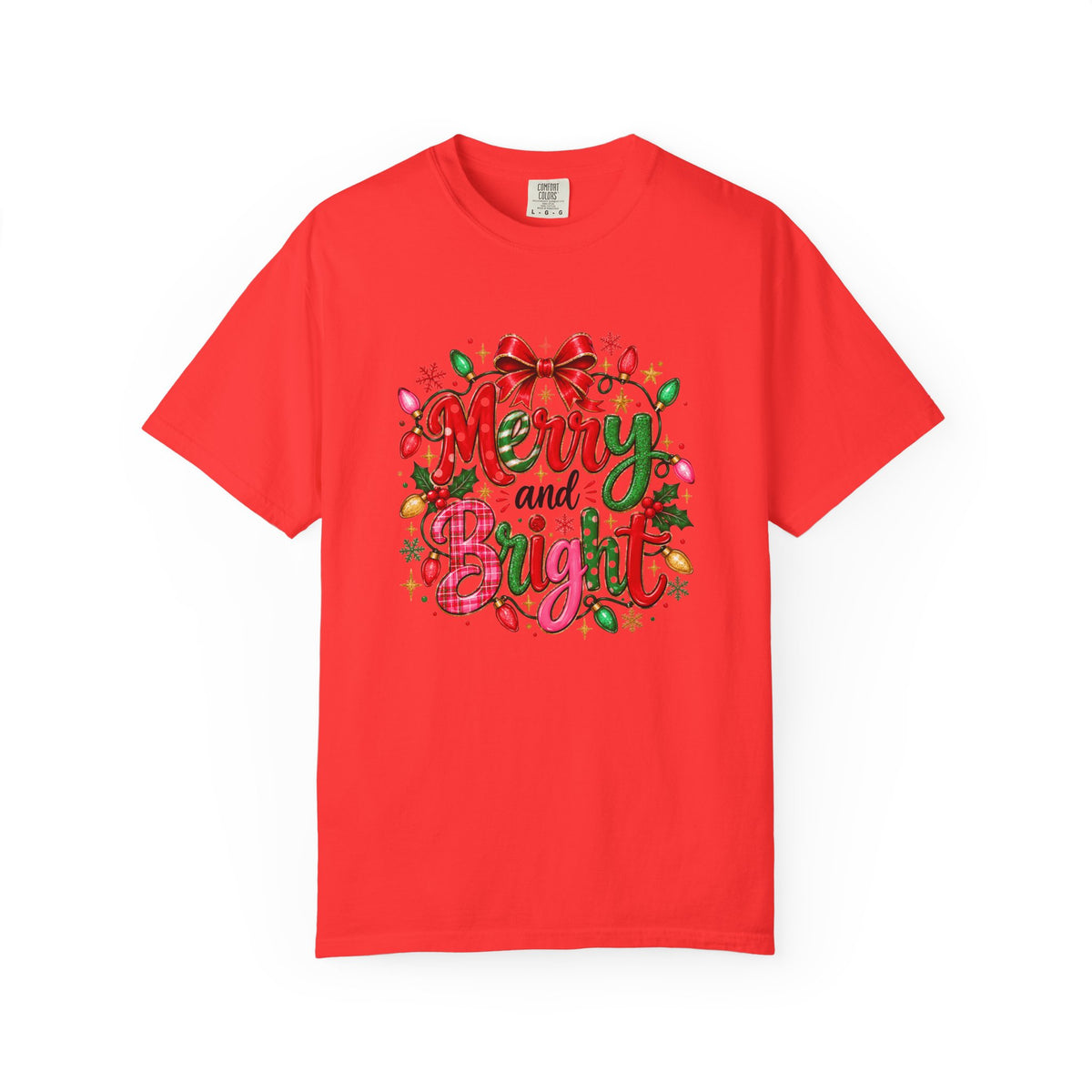 Merry and Bright Christmas T-Shirt, Colorful Holiday Lights Shirt, Festive Christmas Tee, Cute Xmas Graphic Shirt