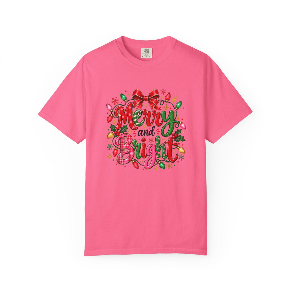 Merry and Bright Christmas T-Shirt, Colorful Holiday Lights Shirt, Festive Christmas Tee, Cute Xmas Graphic Shirt