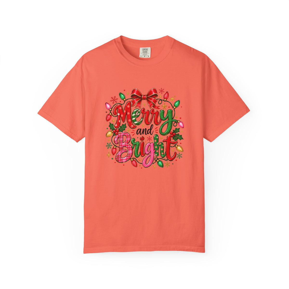 Merry and Bright Christmas T-Shirt, Colorful Holiday Lights Shirt, Festive Christmas Tee, Cute Xmas Graphic Shirt