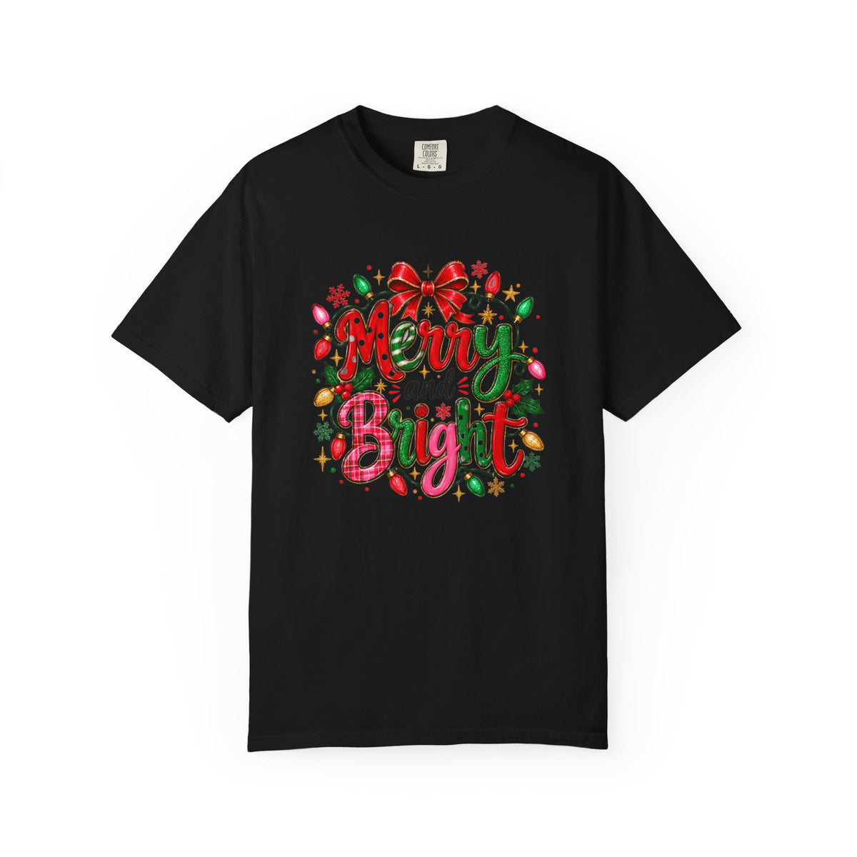 Merry and Bright Christmas T-Shirt, Colorful Holiday Lights Shirt, Festive Christmas Tee, Cute Xmas Graphic Shirt