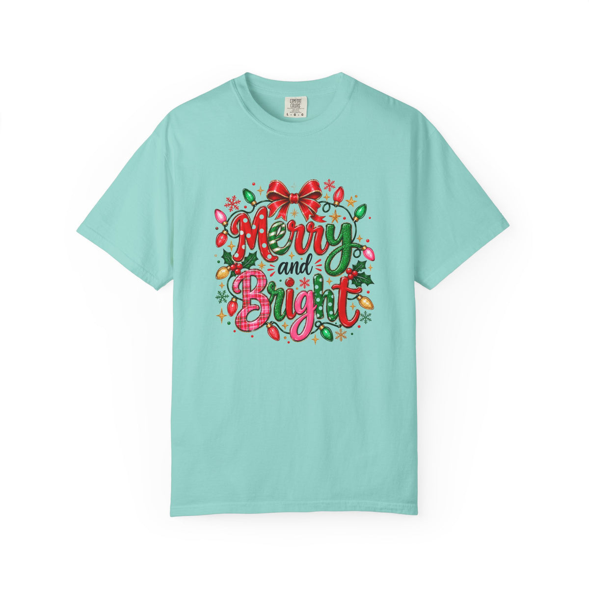 Merry and Bright Christmas T-Shirt, Colorful Holiday Lights Shirt, Festive Christmas Tee, Cute Xmas Graphic Shirt