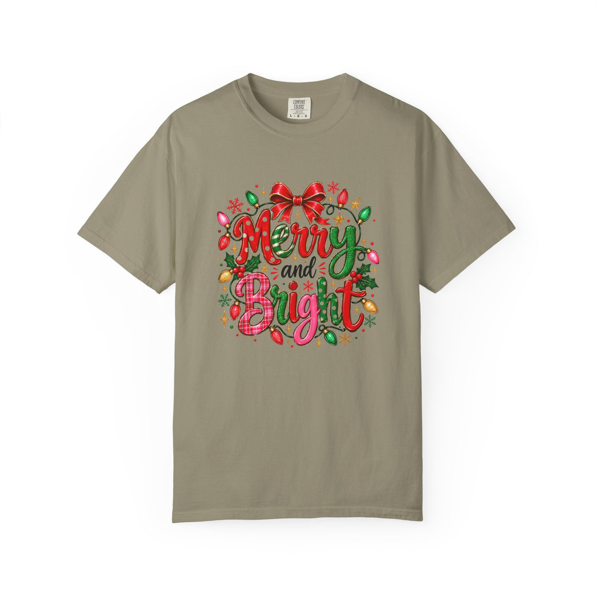 Merry and Bright Christmas T-Shirt, Colorful Holiday Lights Shirt, Festive Christmas Tee, Cute Xmas Graphic Shirt