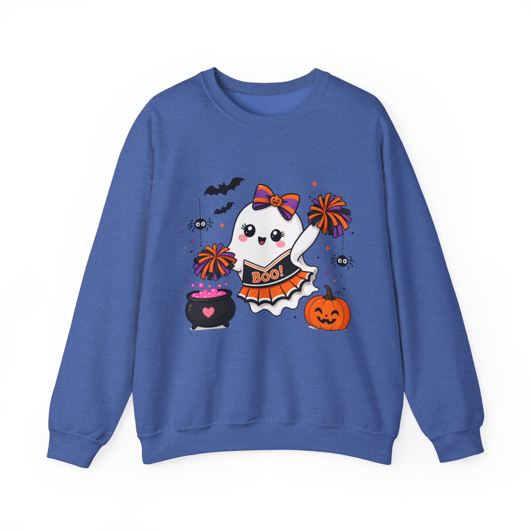 Cute Halloween Cheerleader Ghost Sweatshirt, Spooky Cheer Girl Crewneck, Cheer Mom Halloween Shirt, Cheer or Treat Sweater, Fall Cheer Gift