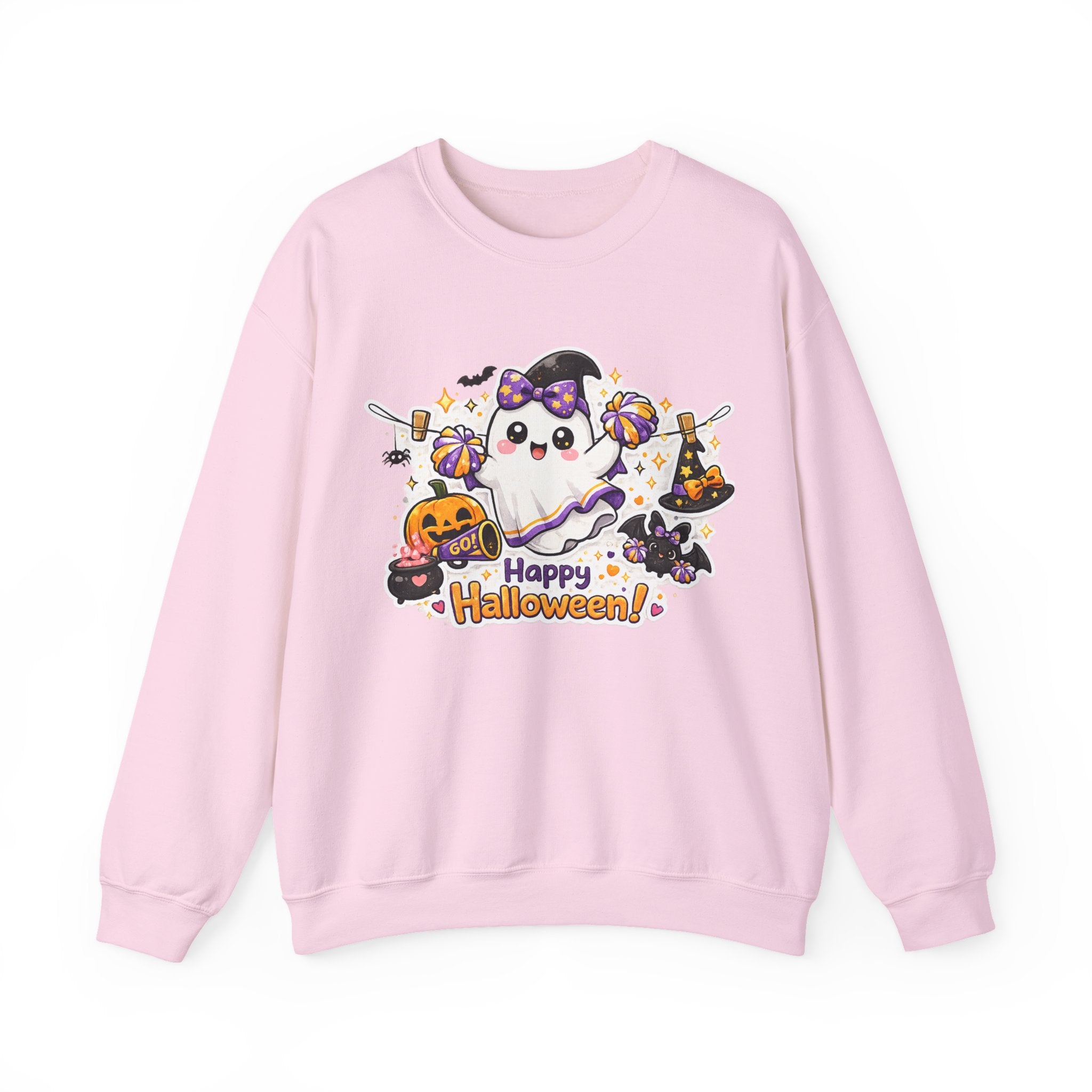 Spooky Cheer Ghost Sweatshirt, Halloween Cheer Mom Crewneck, Cute Pumpkin Ghost Shirt, Cheerleader Fall Sweater, Cozy Halloween Top