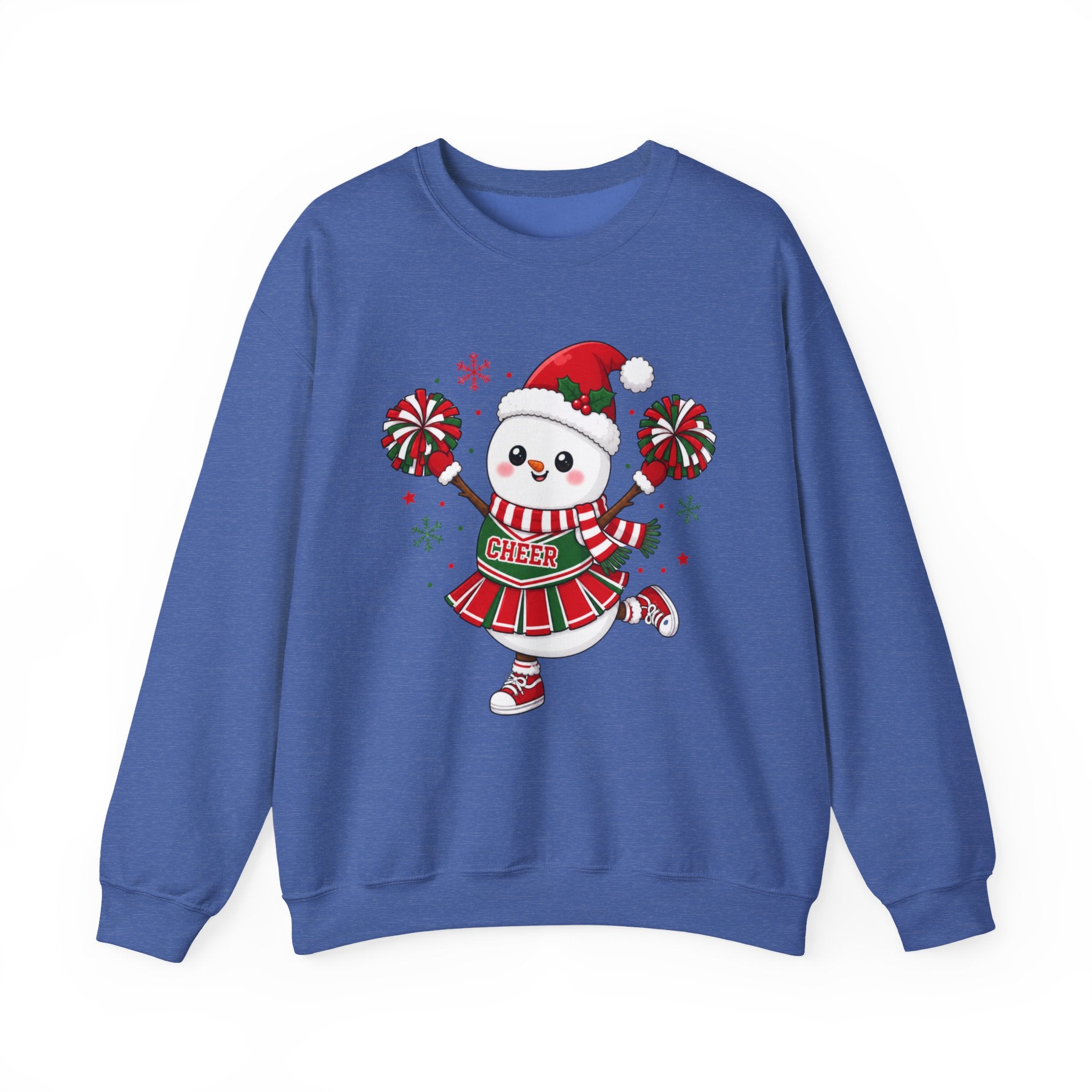 Christmas Cheerleader Snowman Sweatshirt, Cute Holiday Cheer Crewneck, Festive Winter Cheer Gift, Cheer Mom Christmas Sweatshirt