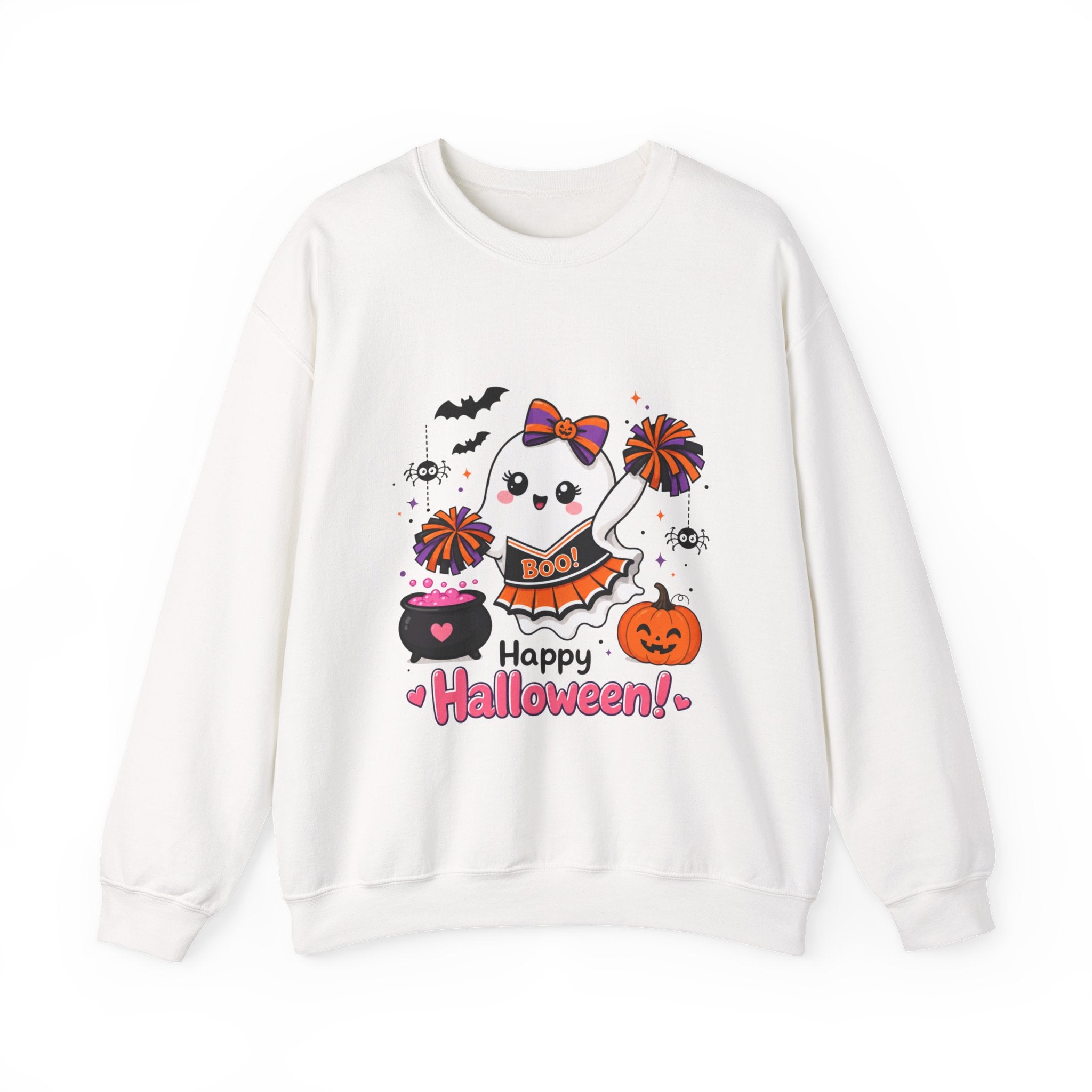Spooky Cheer Ghost Sweatshirt, Halloween Cheer Mom Crewneck, Cute Pumpkin Ghost Shirt Fall Sweater, Cozy Halloween Top
