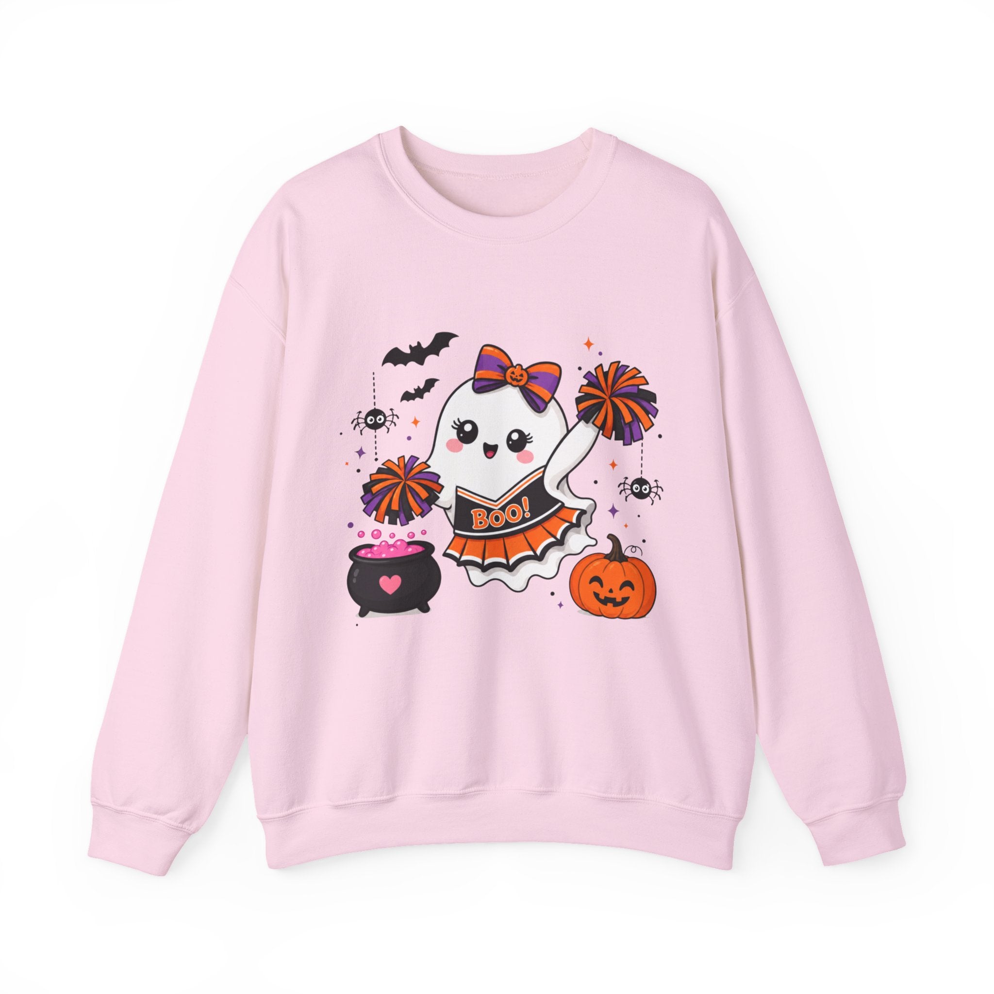 Cute Halloween Cheerleader Ghost Sweatshirt, Spooky Cheer Girl Crewneck, Cheer Mom Halloween Shirt, Cheer or Treat Sweater, Fall Cheer Gift
