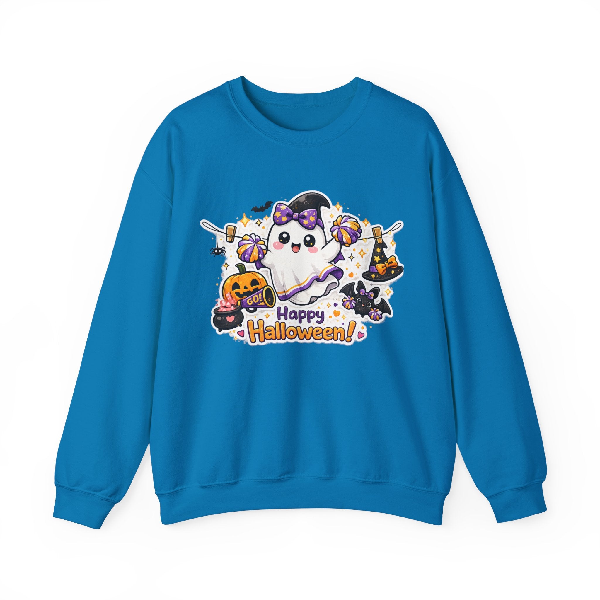 Spooky Cheer Ghost Sweatshirt, Halloween Cheer Mom Crewneck, Cute Pumpkin Ghost Shirt, Cheerleader Fall Sweater, Cozy Halloween Top