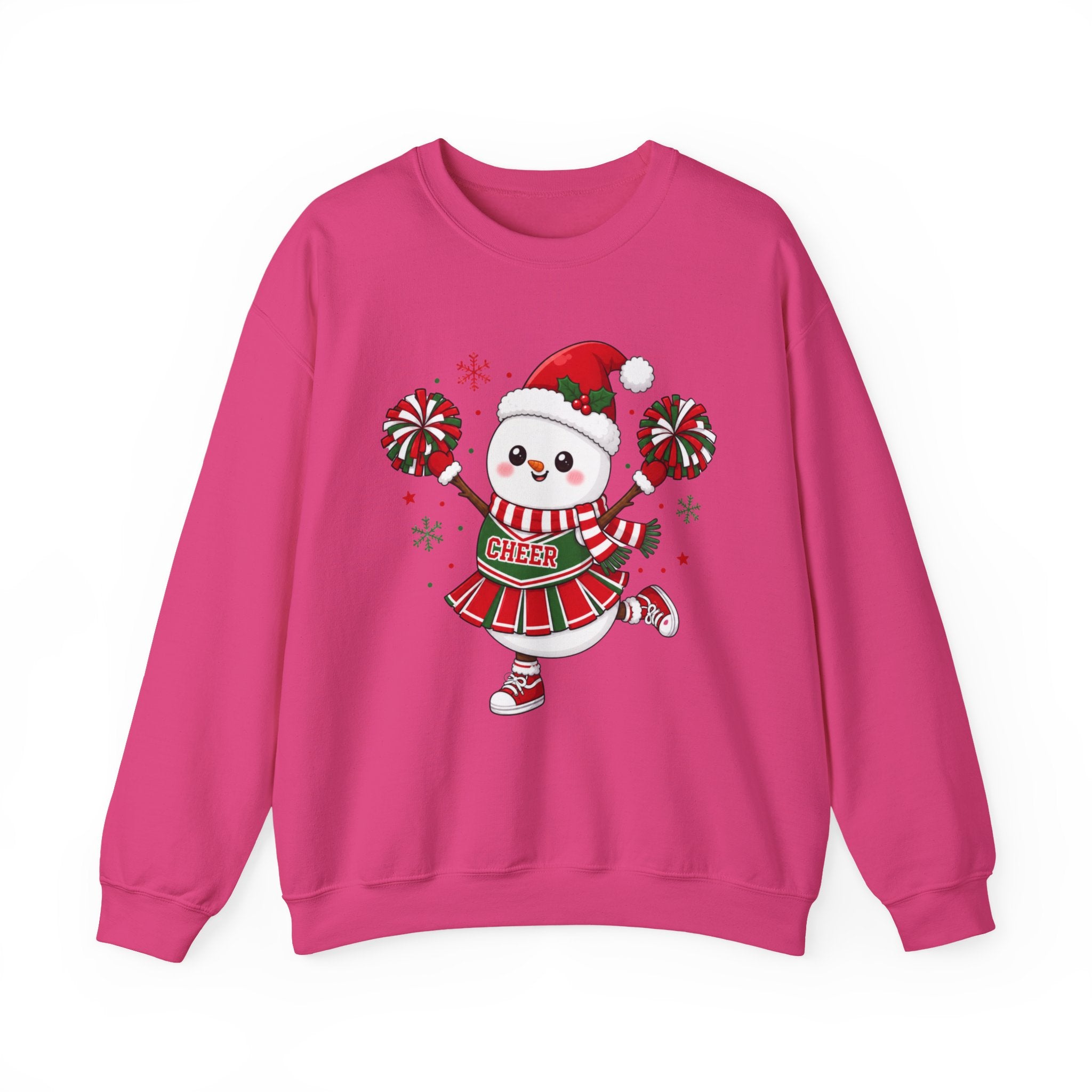 Christmas Cheerleader Snowman Sweatshirt, Cute Holiday Cheer Crewneck, Festive Winter Cheer Gift, Cheer Mom Christmas Sweatshirt