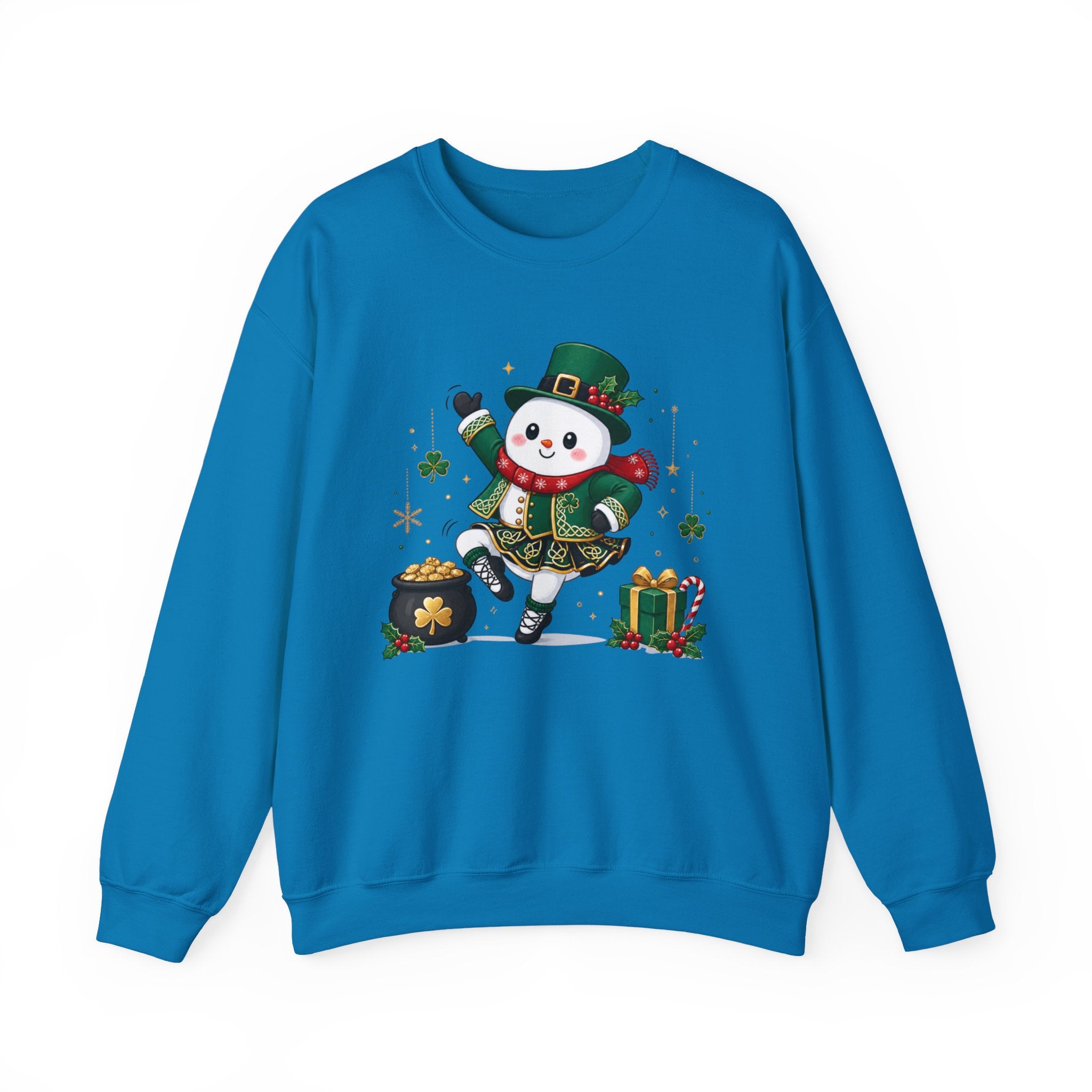 Irish Dancing Snowman Sweatshirt, St. Patrick's Day Irish Dancer, Celtic Christmas Snowman, Irish Dance Gift, Holiday Crewneck