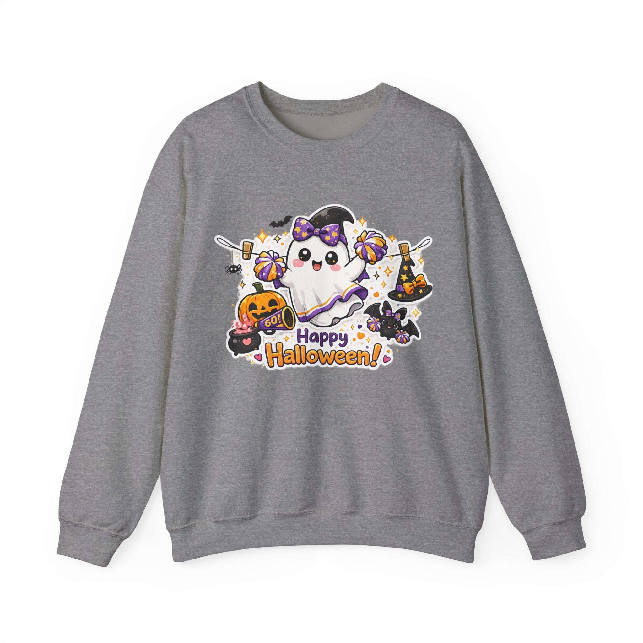 Spooky Cheer Ghost Sweatshirt, Halloween Cheer Mom Crewneck, Cute Pumpkin Ghost Shirt, Cheerleader Fall Sweater, Cozy Halloween Top