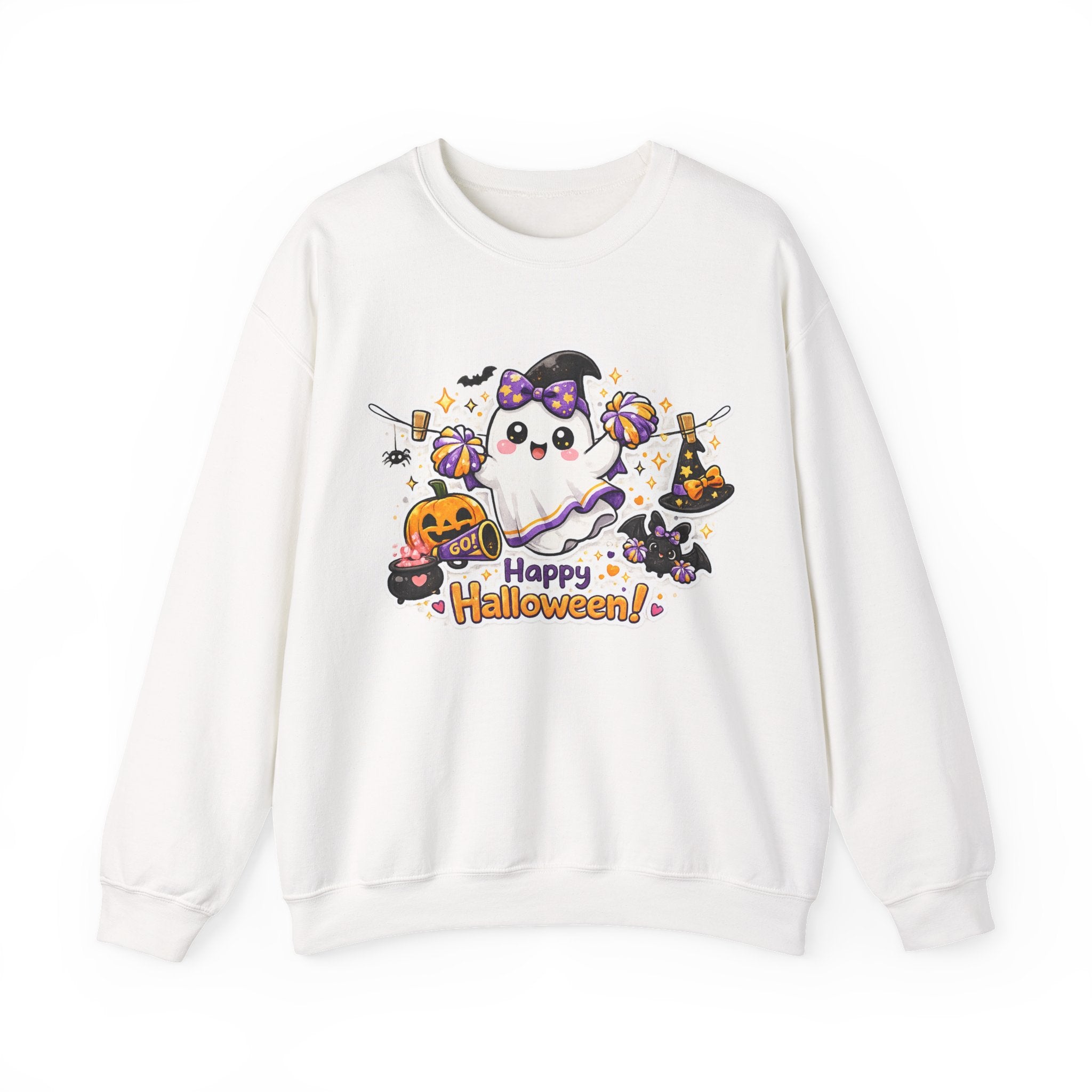 Spooky Cheer Ghost Sweatshirt, Halloween Cheer Mom Crewneck, Cute Pumpkin Ghost Shirt, Cheerleader Fall Sweater, Cozy Halloween Top