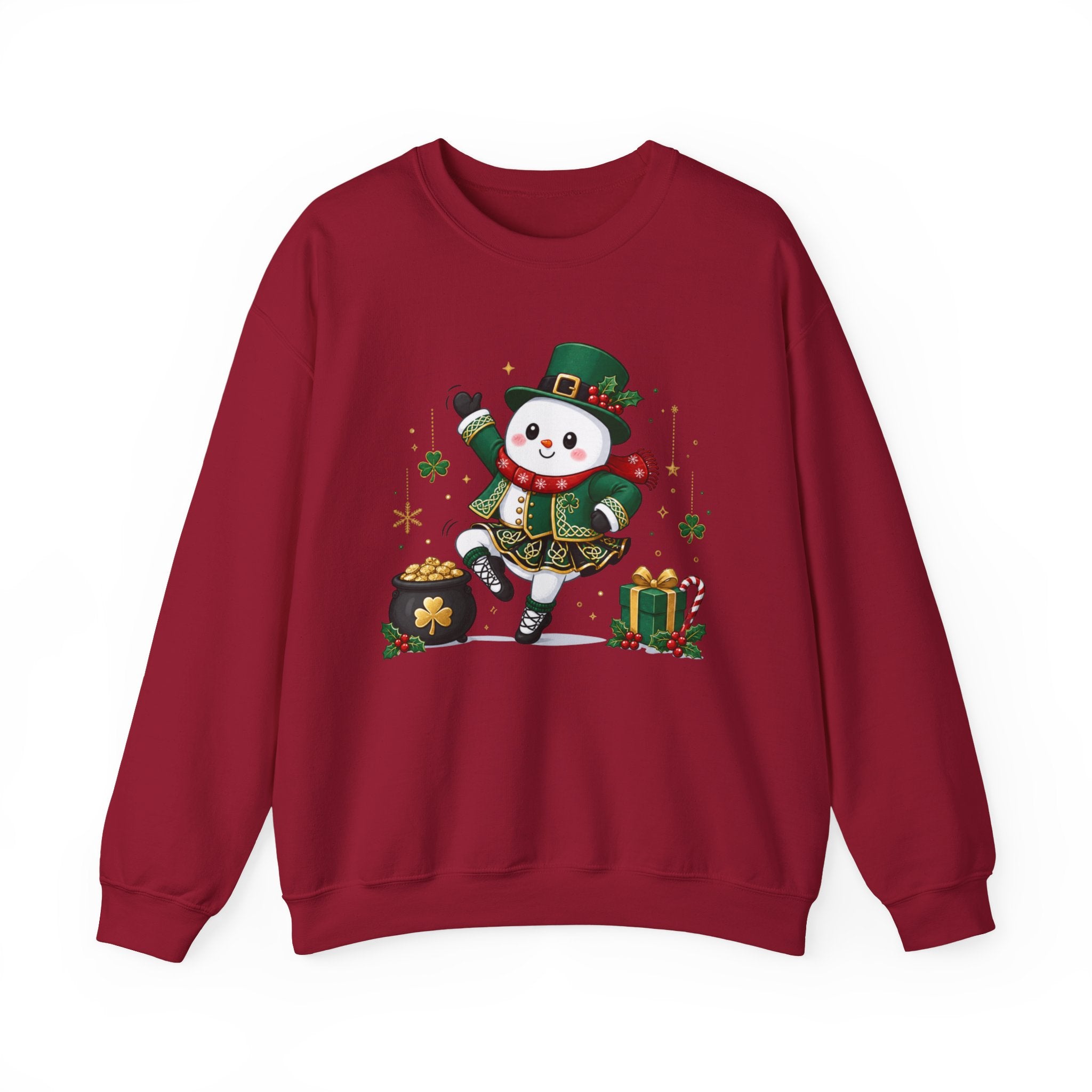 Irish Dancing Snowman Sweatshirt, St. Patrick's Day Irish Dancer, Celtic Christmas Snowman, Irish Dance Gift, Holiday Crewneck