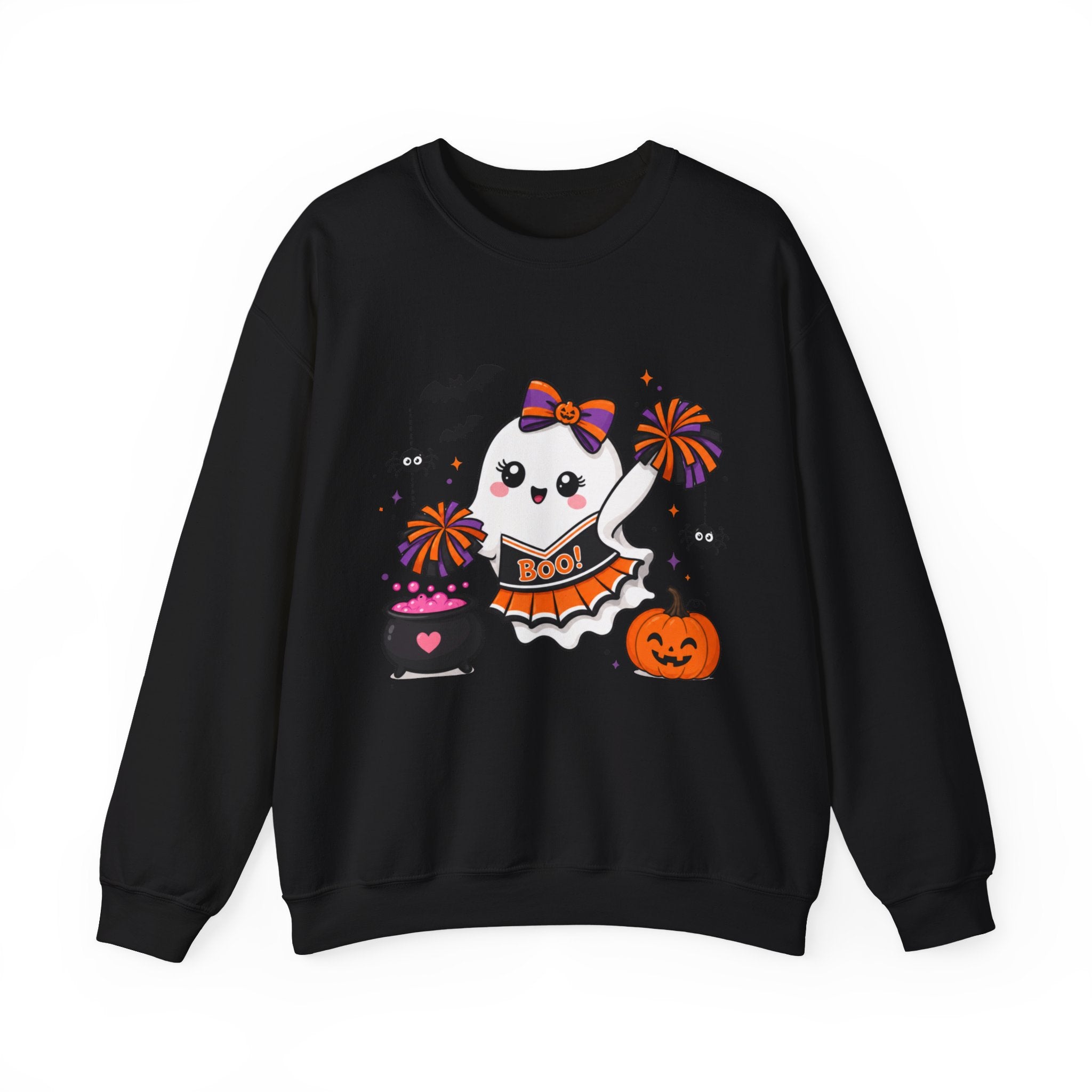 Cute Halloween Cheerleader Ghost Sweatshirt, Spooky Cheer Girl Crewneck, Cheer Mom Halloween Shirt, Cheer or Treat Sweater, Fall Cheer Gift