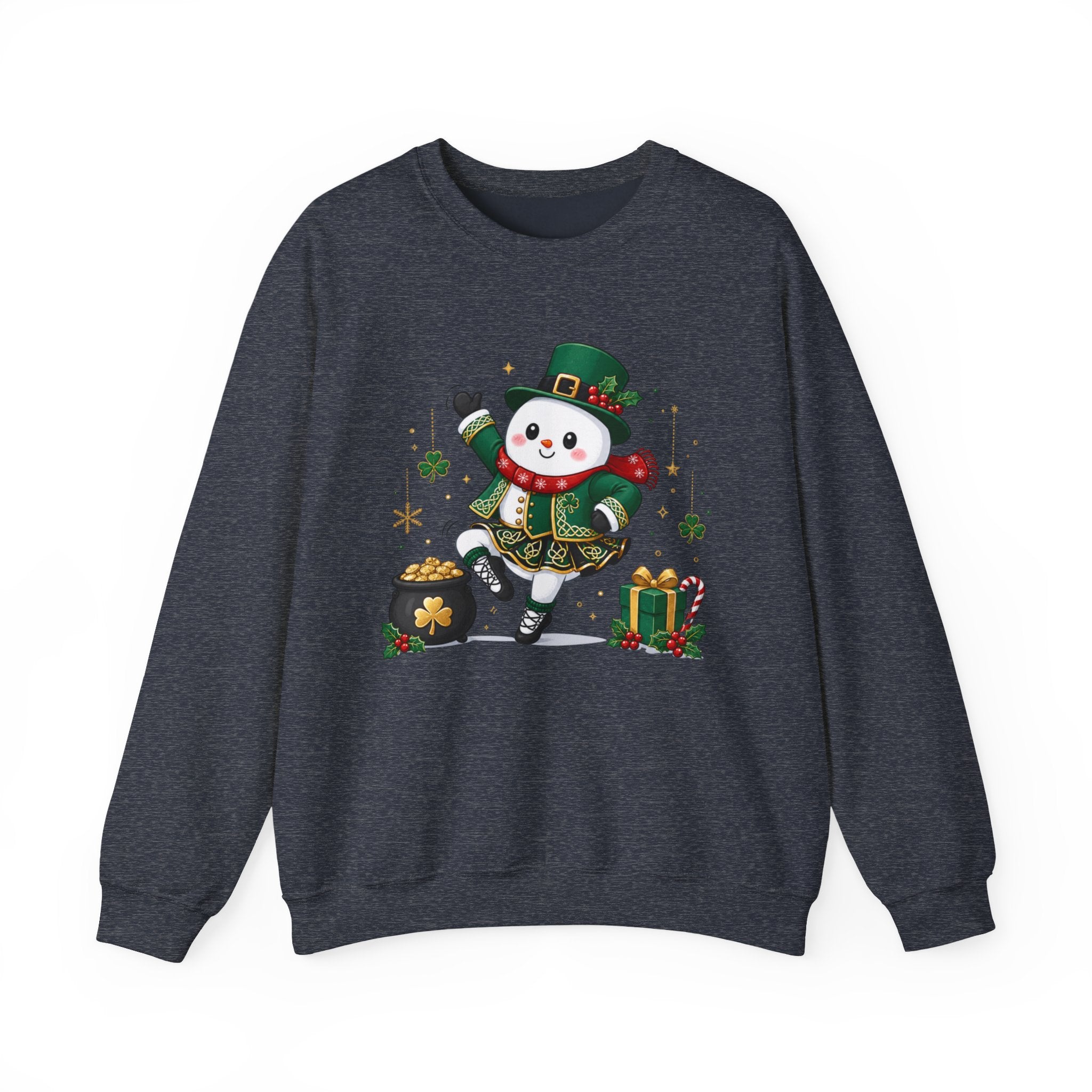 Irish Dancing Snowman Sweatshirt, St. Patrick's Day Irish Dancer, Celtic Christmas Snowman, Irish Dance Gift, Holiday Crewneck
