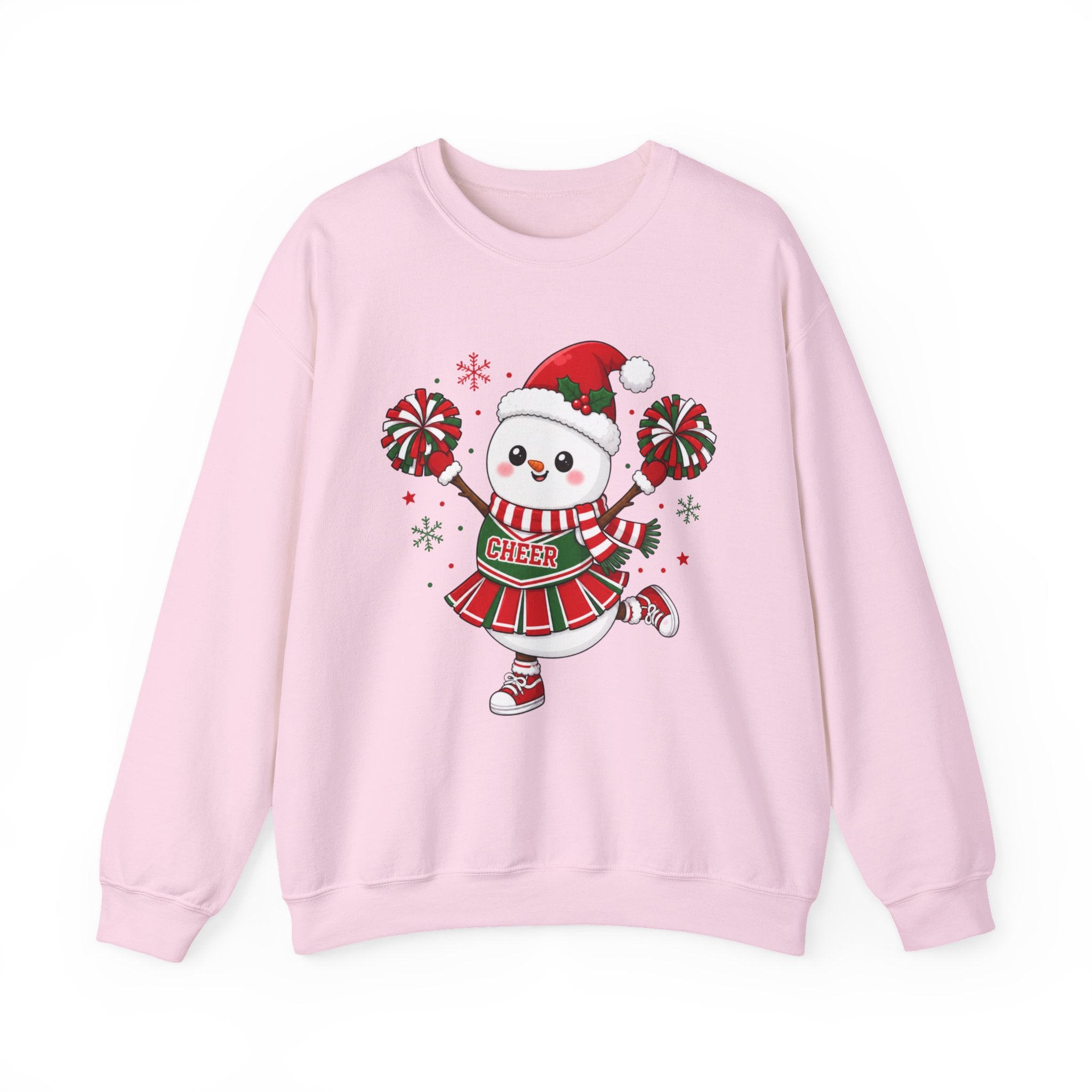 Christmas Cheerleader Snowman Sweatshirt, Cute Holiday Cheer Crewneck, Festive Winter Cheer Gift, Cheer Mom Christmas Sweatshirt