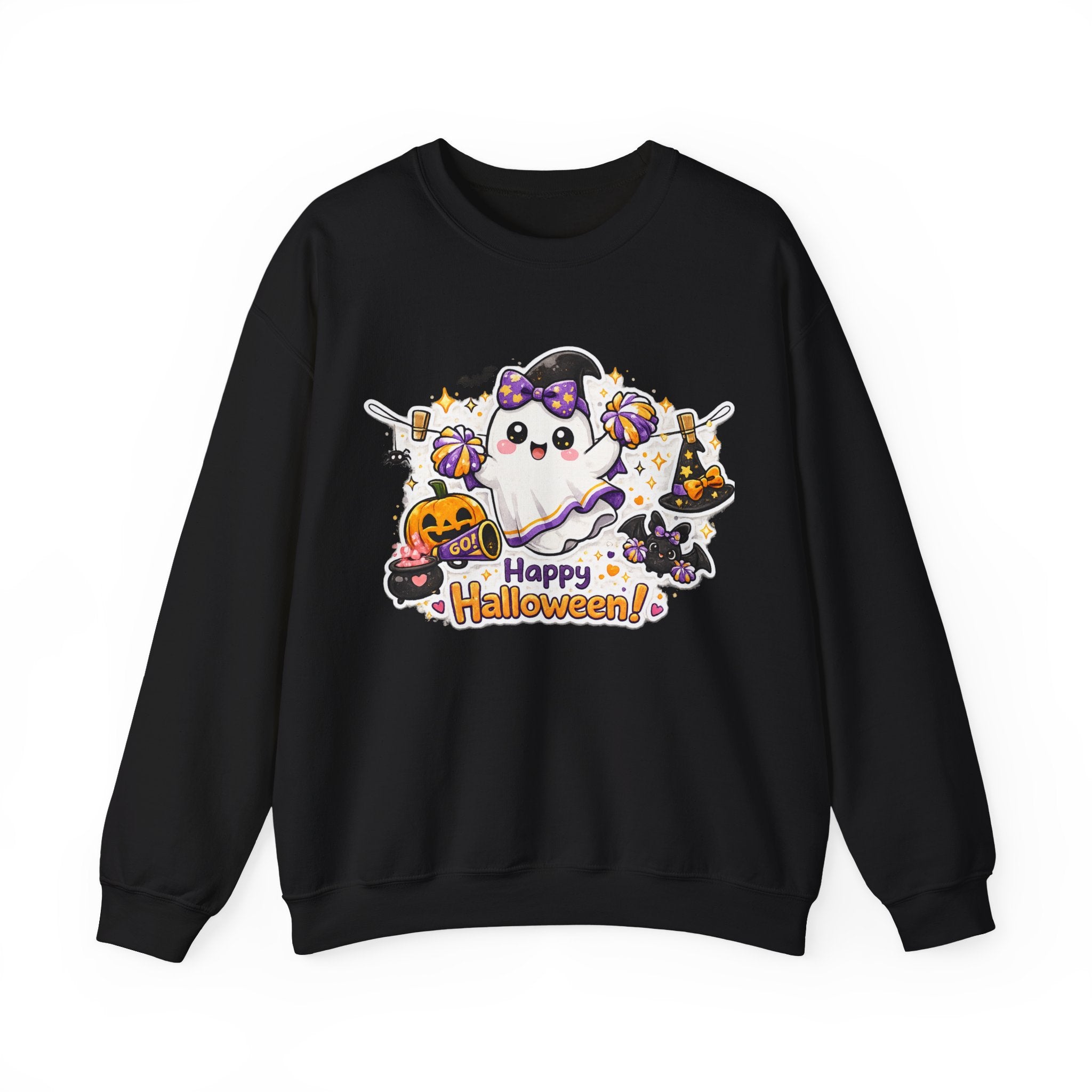 Spooky Cheer Ghost Sweatshirt, Halloween Cheer Mom Crewneck, Cute Pumpkin Ghost Shirt, Cheerleader Fall Sweater, Cozy Halloween Top