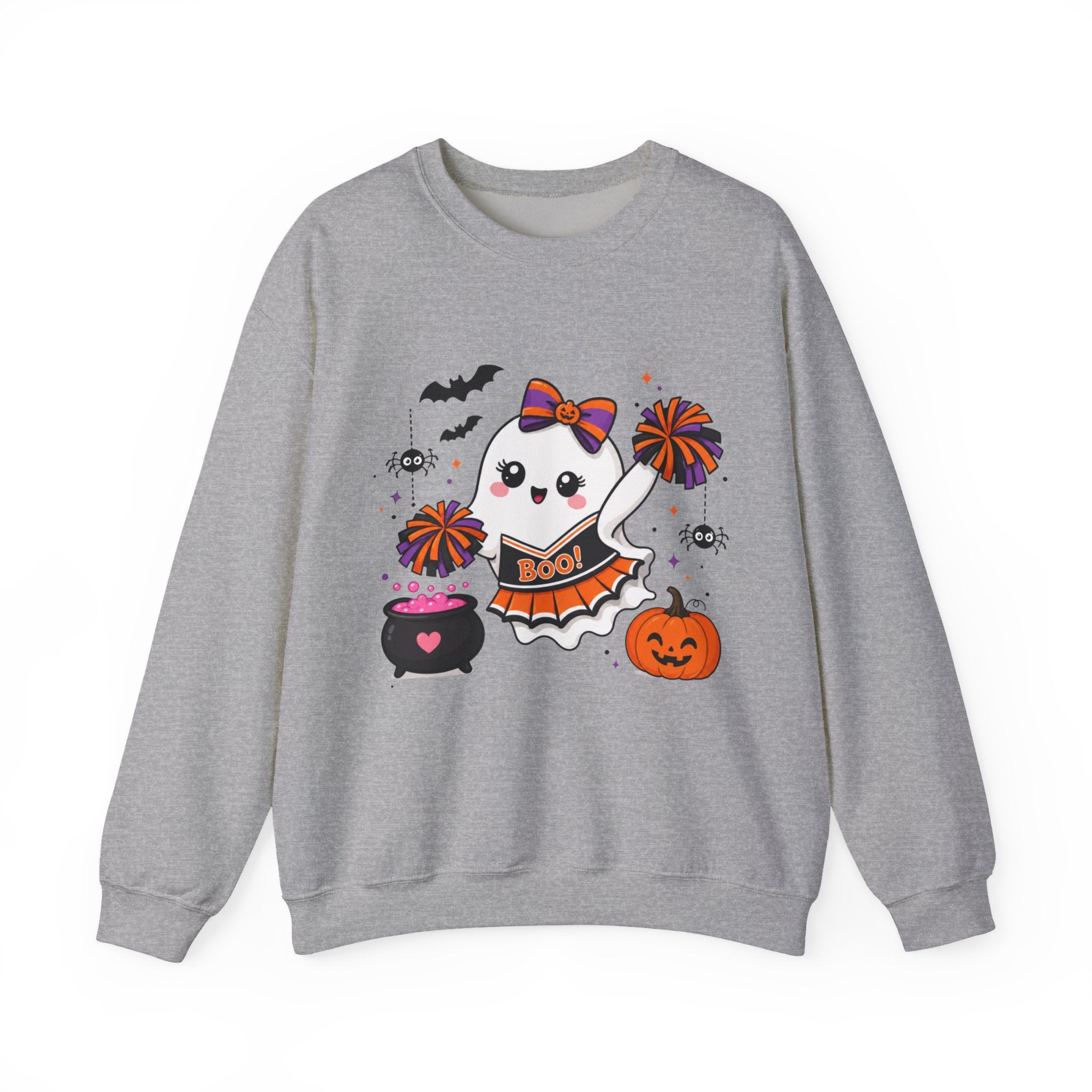 Cute Halloween Cheerleader Ghost Sweatshirt, Spooky Cheer Girl Crewneck, Cheer Mom Halloween Shirt, Cheer or Treat Sweater, Fall Cheer Gift