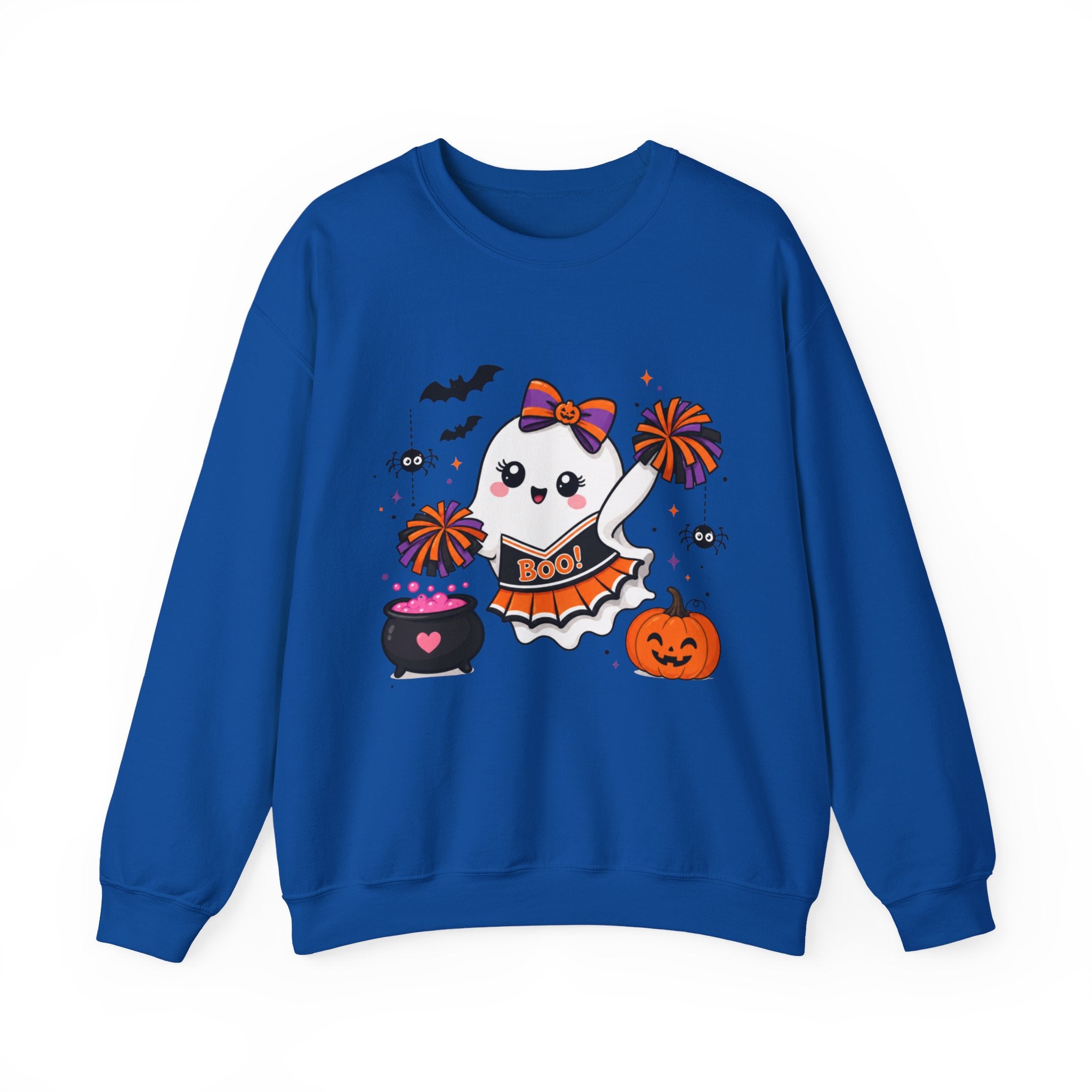 Cute Halloween Cheerleader Ghost Sweatshirt, Spooky Cheer Girl Crewneck, Cheer Mom Halloween Shirt, Cheer or Treat Sweater, Fall Cheer Gift