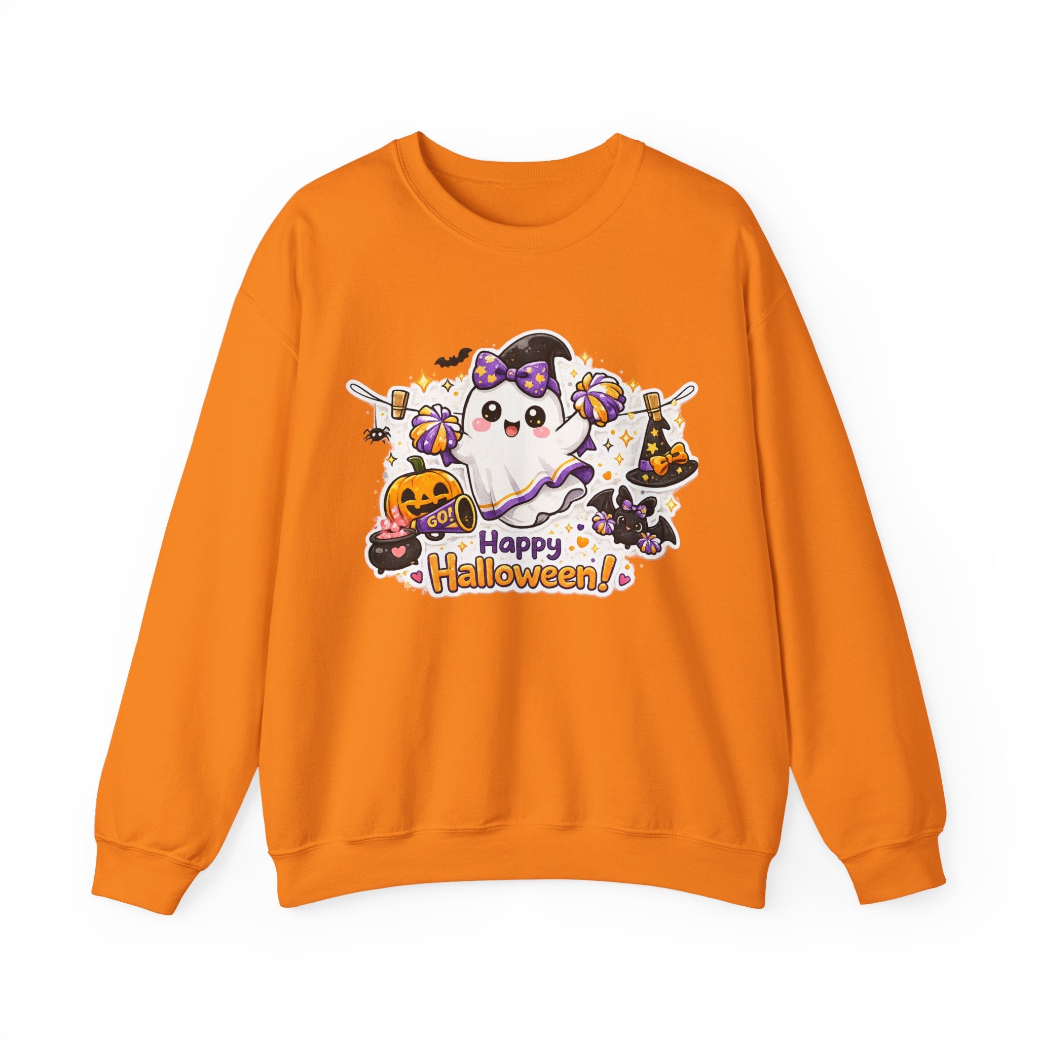 Spooky Cheer Ghost Sweatshirt, Halloween Cheer Mom Crewneck, Cute Pumpkin Ghost Shirt, Cheerleader Fall Sweater, Cozy Halloween Top