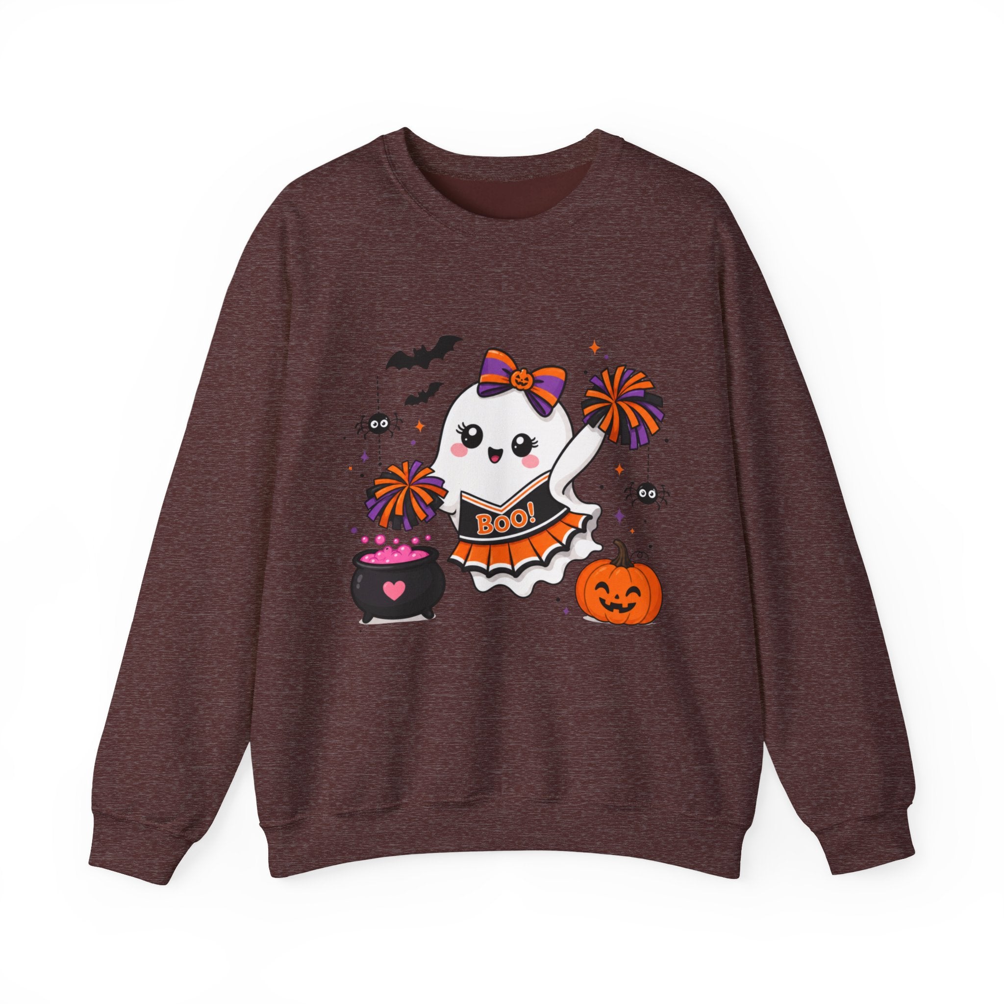 Cute Halloween Cheerleader Ghost Sweatshirt, Spooky Cheer Girl Crewneck, Cheer Mom Halloween Shirt, Cheer or Treat Sweater, Fall Cheer Gift