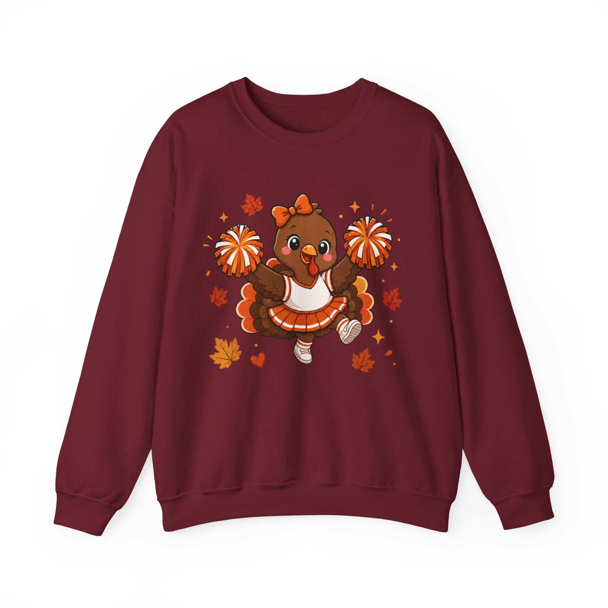Thanksgiving Cheerleader Sweatshirt, Cheering Turkey Crewneck, Cheer Mom Thanksgiving Shirt, Fall Cheer Gift, Turkey Cheer Sweater