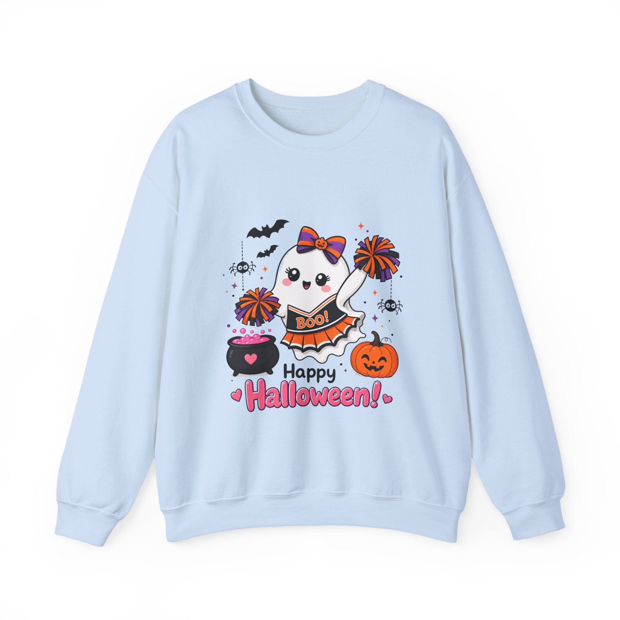 Spooky Cheer Ghost Sweatshirt, Halloween Cheer Mom Crewneck, Cute Pumpkin Ghost Shirt Fall Sweater, Cozy Halloween Top