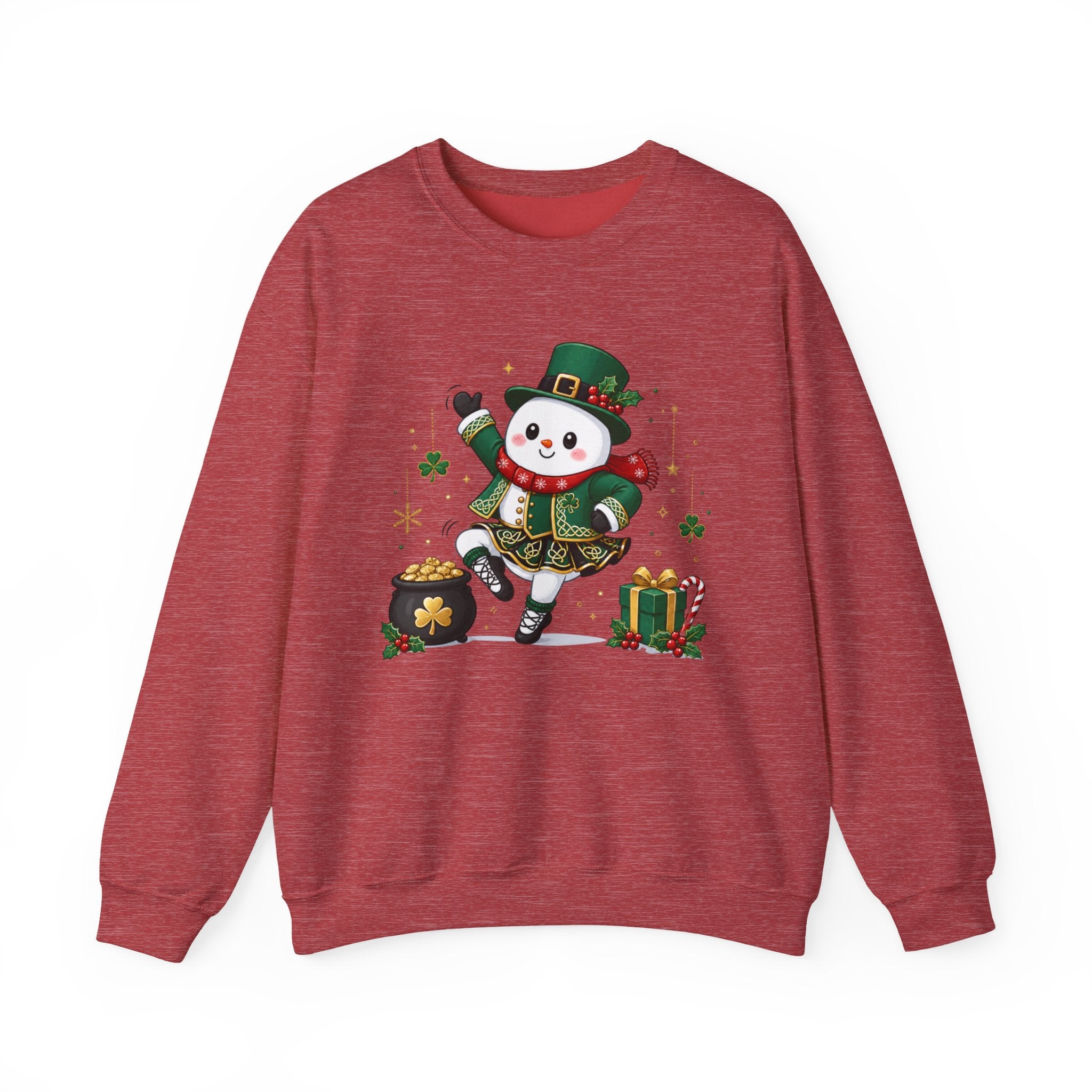 Irish Dancing Snowman Sweatshirt, St. Patrick's Day Irish Dancer, Celtic Christmas Snowman, Irish Dance Gift, Holiday Crewneck