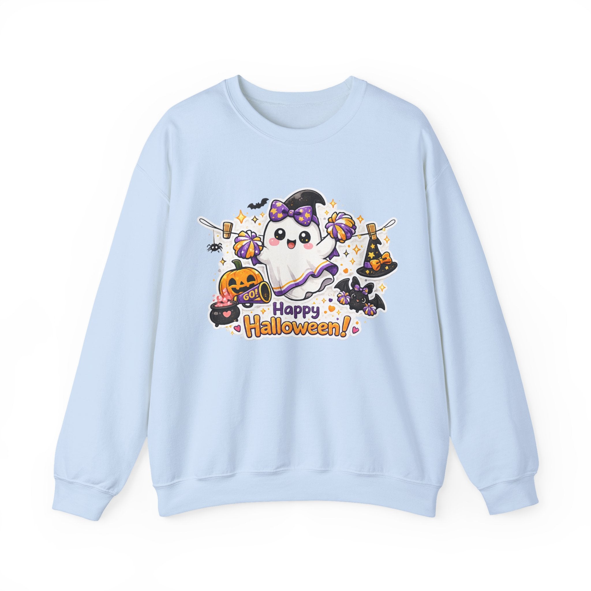 Spooky Cheer Ghost Sweatshirt, Halloween Cheer Mom Crewneck, Cute Pumpkin Ghost Shirt, Cheerleader Fall Sweater, Cozy Halloween Top